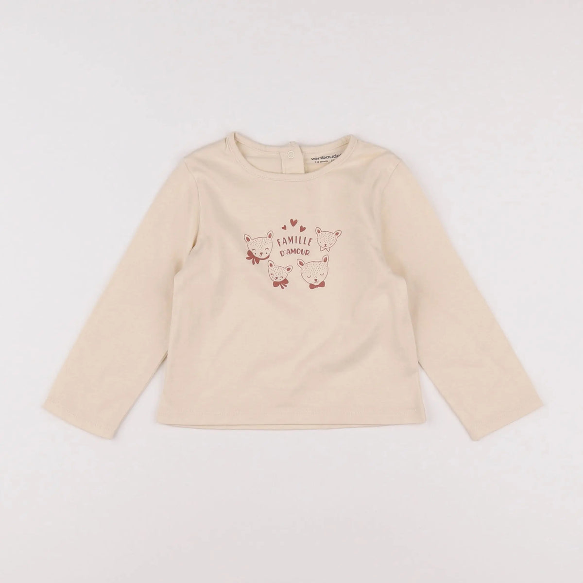 Vertbaudet - tee-shirt beige - 12 mois