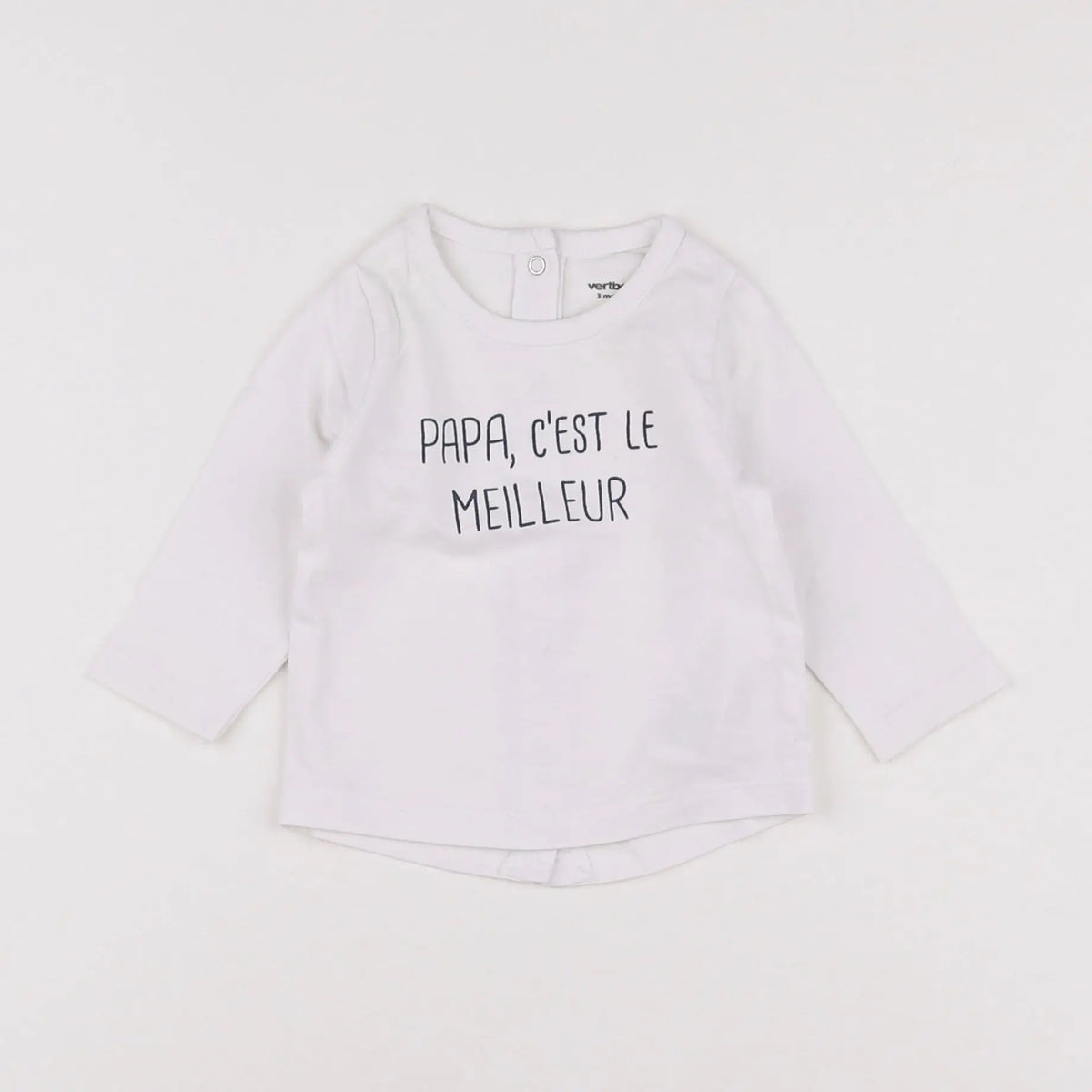 Vertbaudet - tee-shirt blanc, bleu - 3 mois