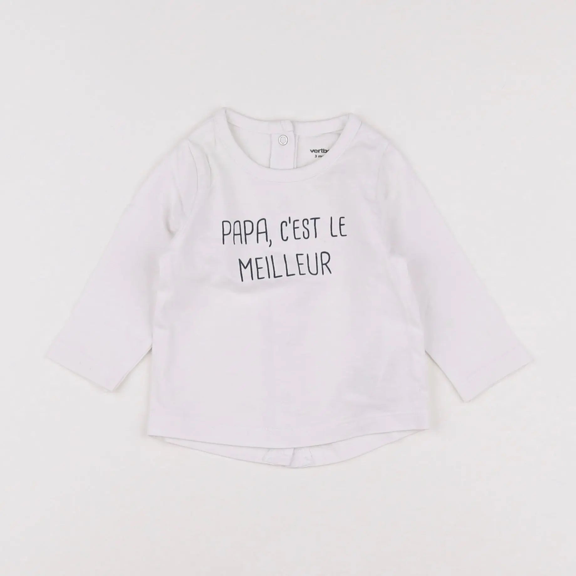 Vertbaudet - tee-shirt blanc, bleu - 3 mois