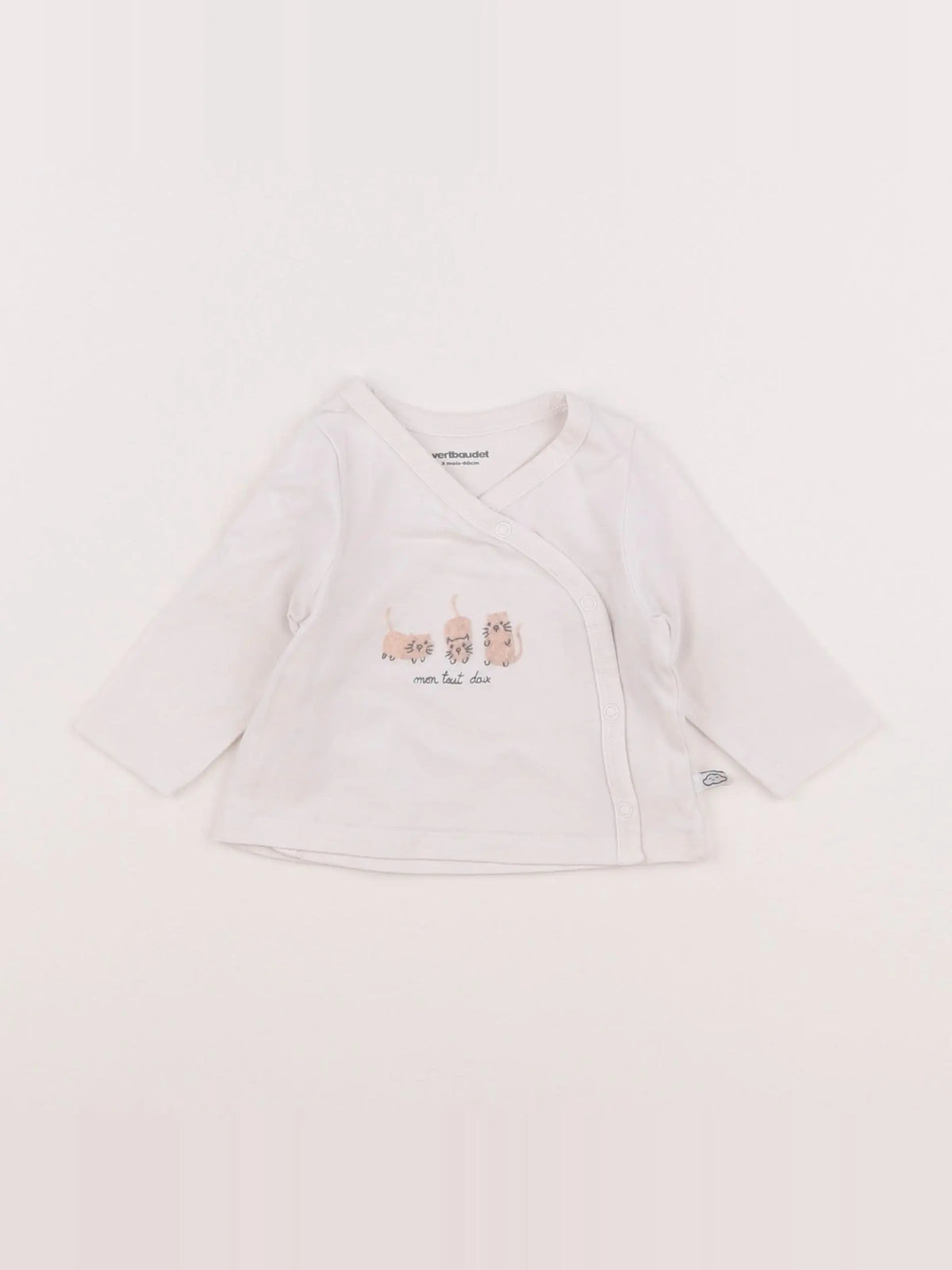 Vertbaudet - tee-shirt blanc - 3 mois