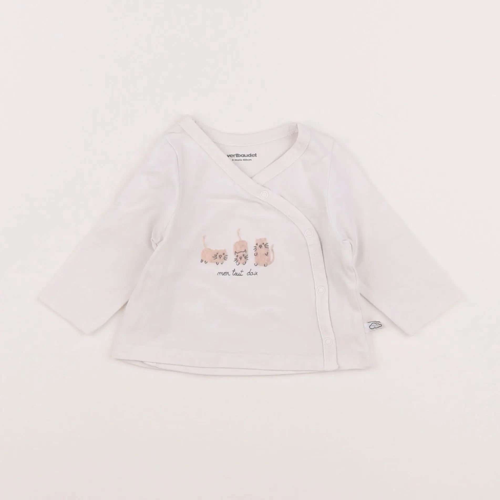 Vertbaudet - tee-shirt blanc - 3 mois
