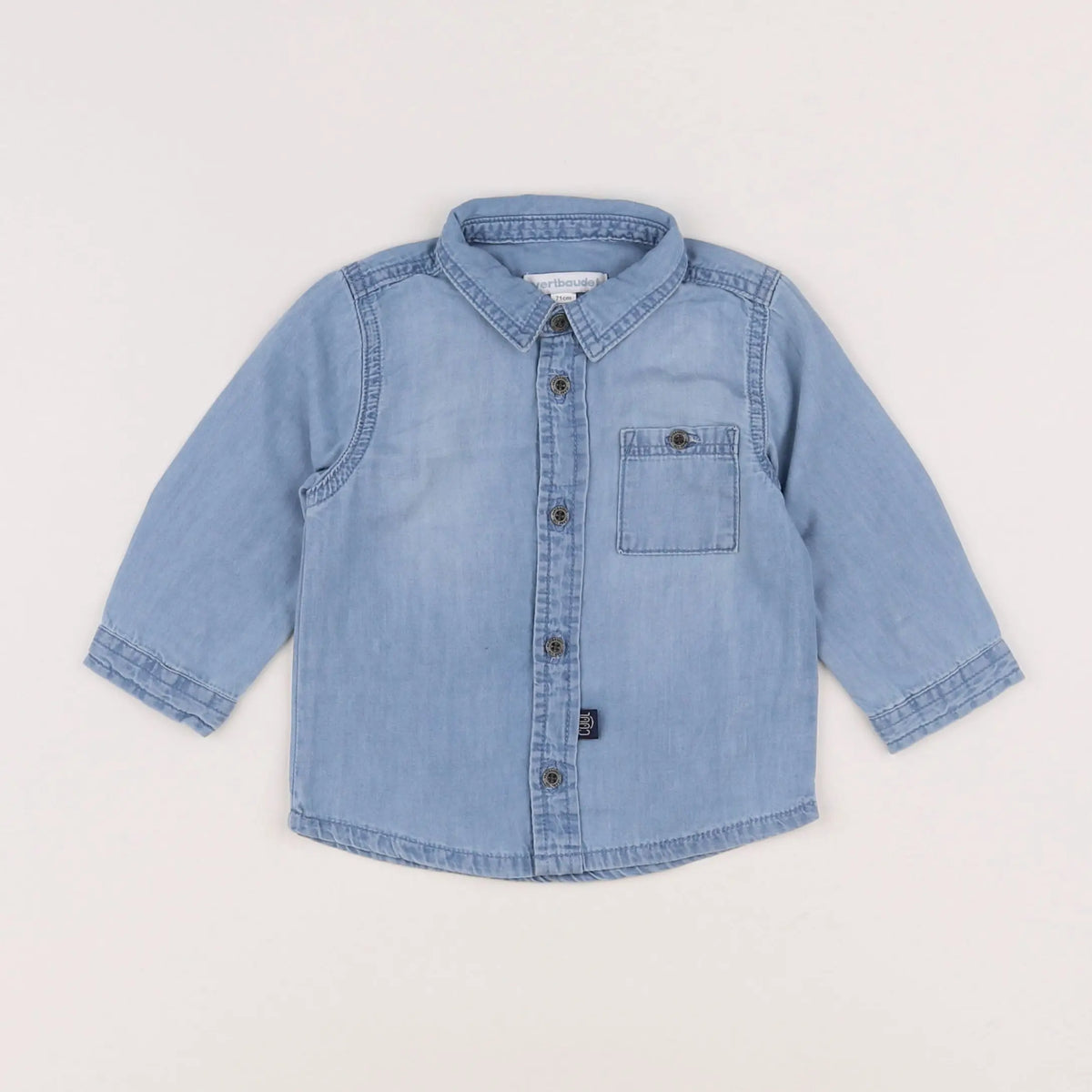 Vertbaudet - chemise bleu - 9 mois