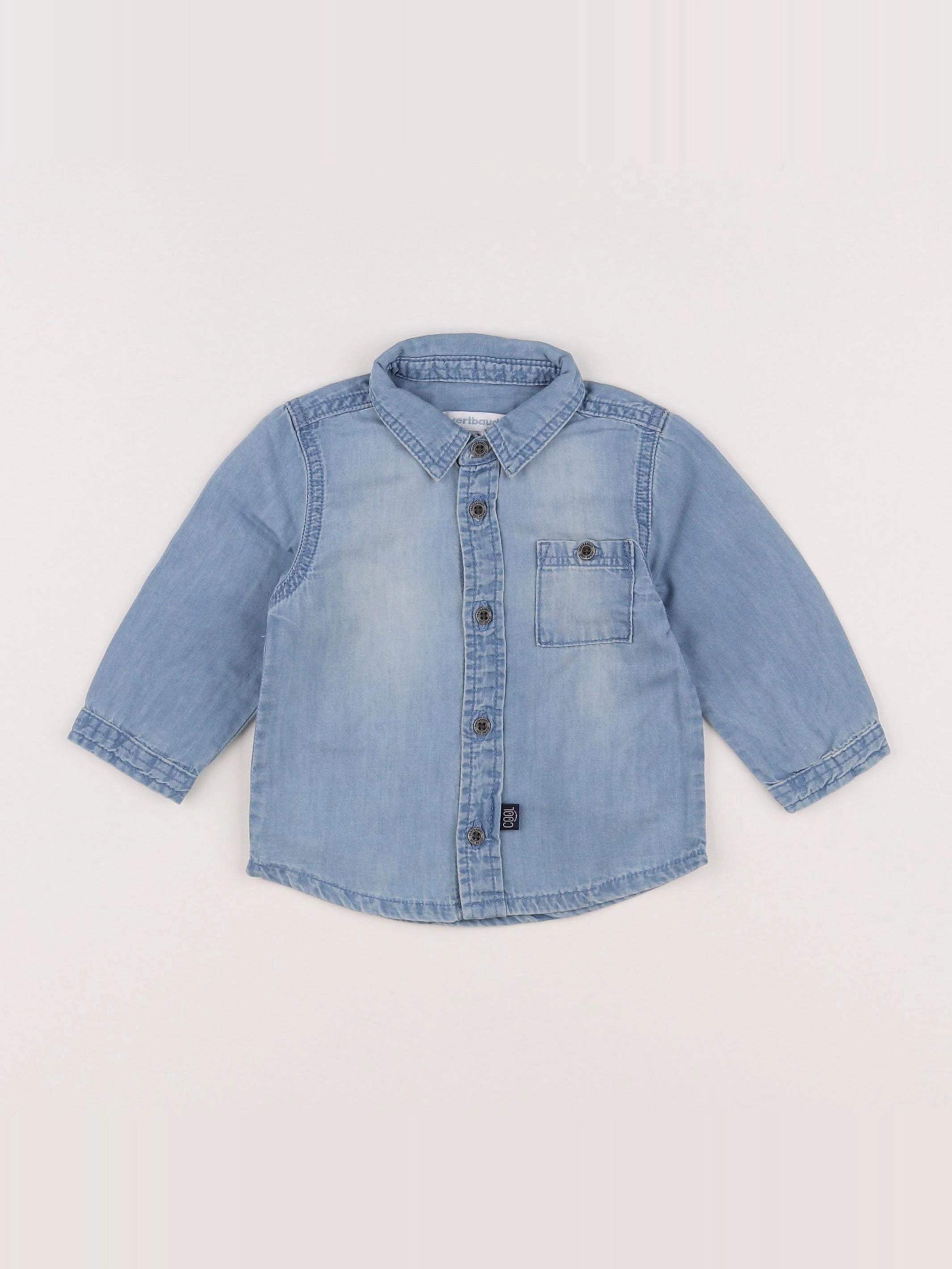 Vertbaudet - chemise bleu - 6 mois