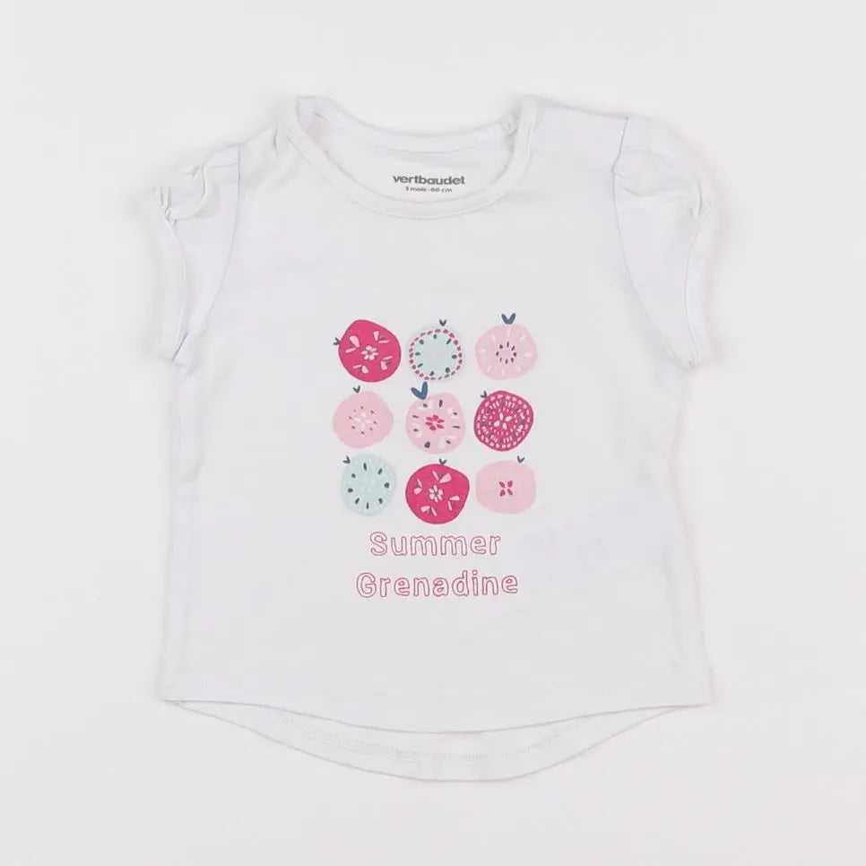 Vertbaudet - tee-shirt blanc - 3 mois