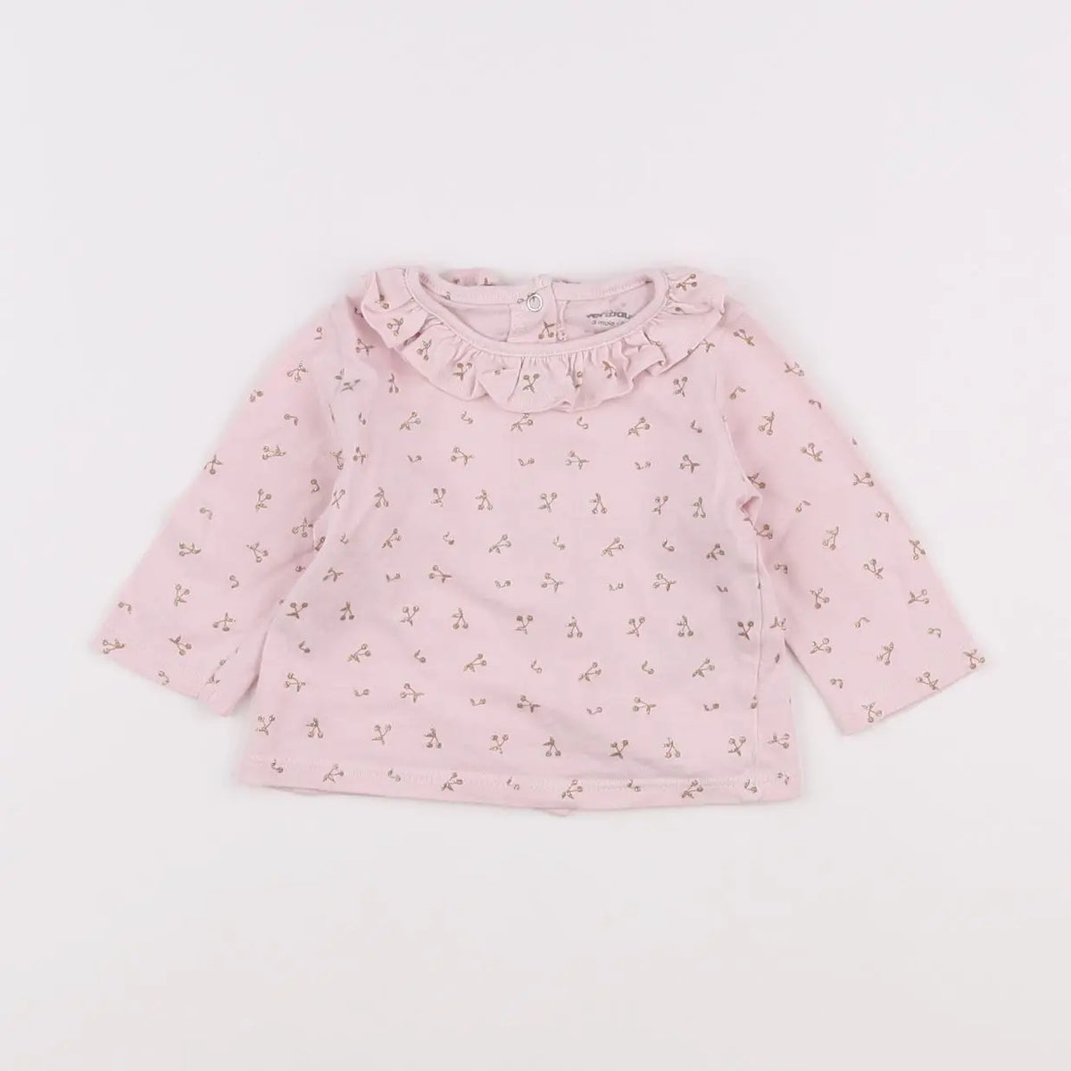 Vertbaudet - tee-shirt rose, or - 3 mois