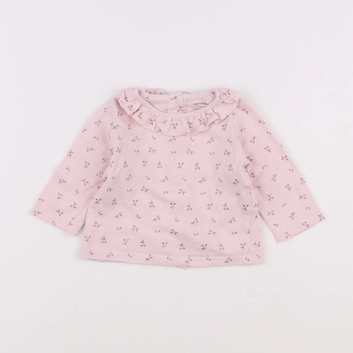 Vertbaudet - tee-shirt rose, or - 3 mois