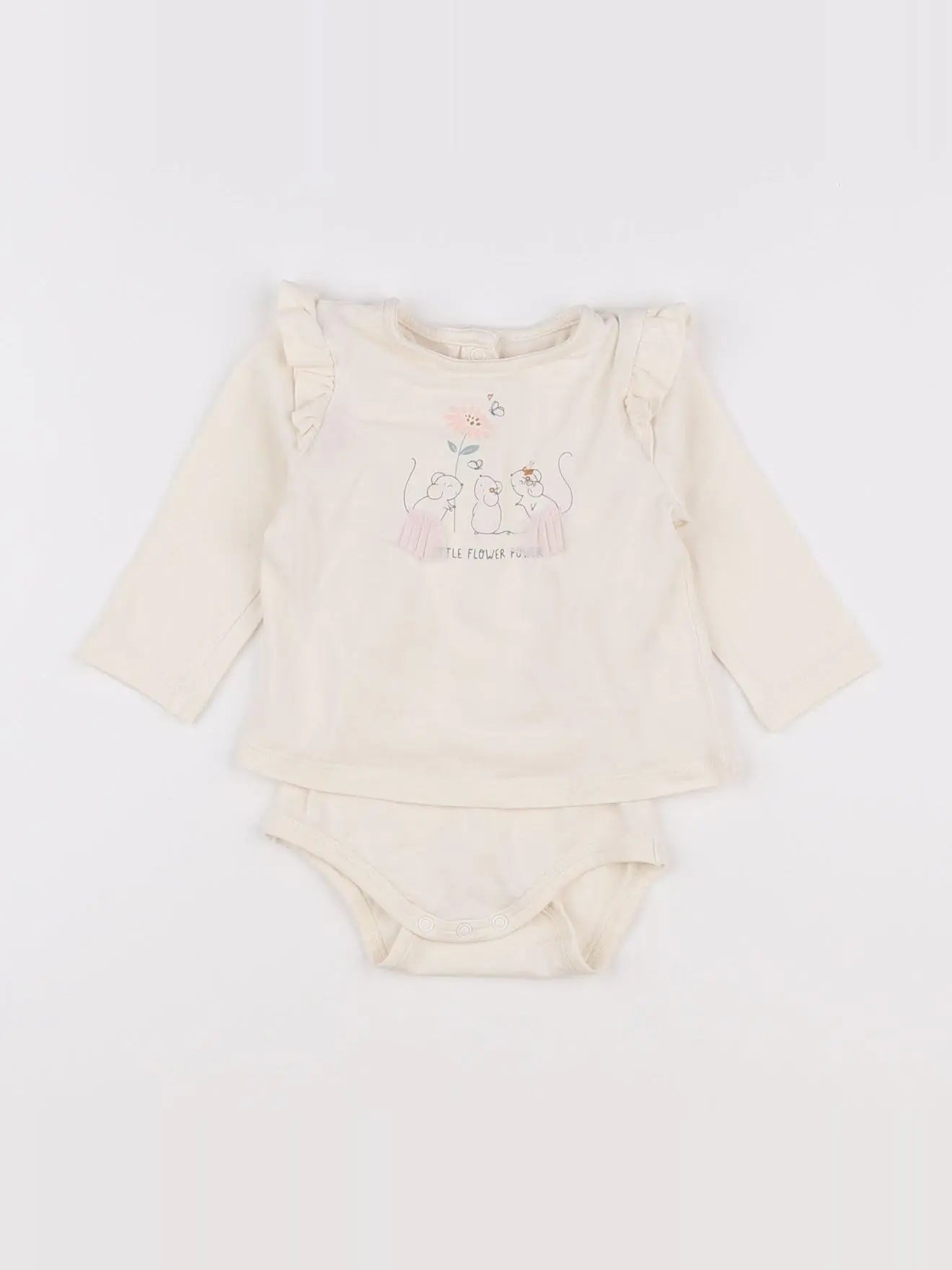 Vertbaudet - body tee-shirt beige - 6 mois