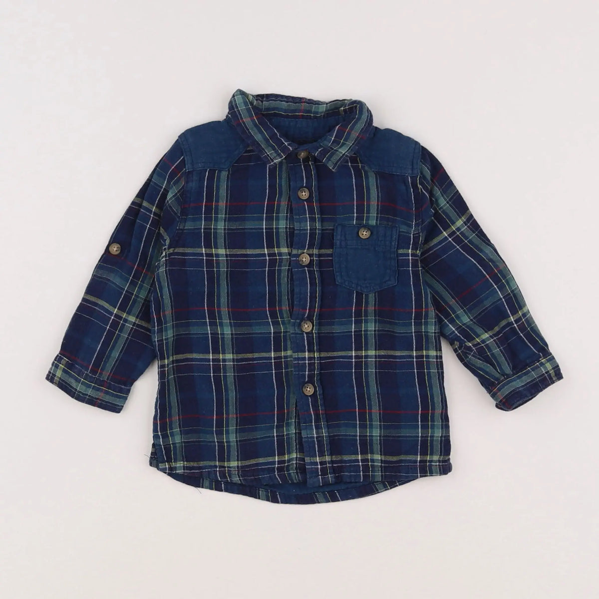Vertbaudet - chemise bleu - 12 mois