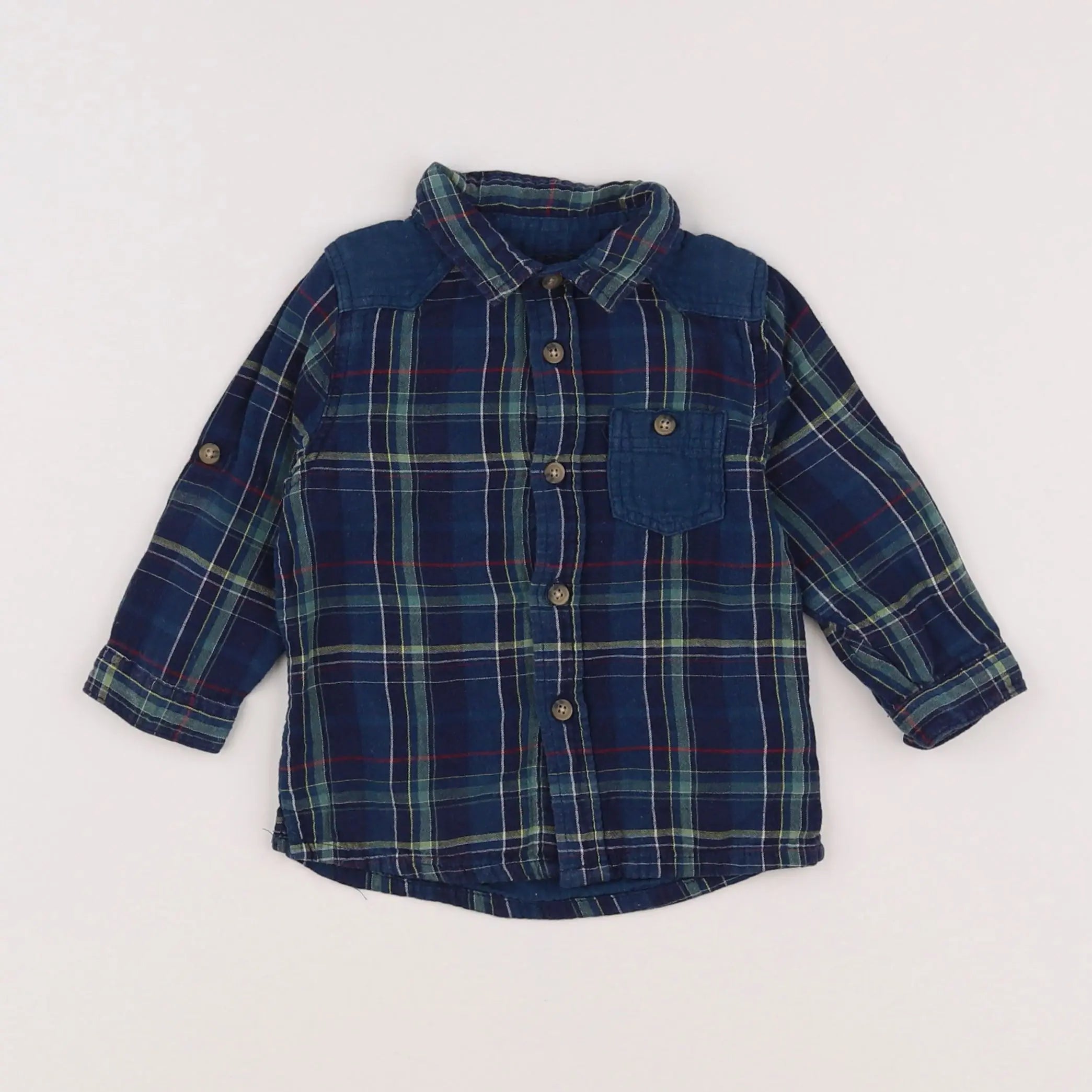 Vertbaudet - chemise bleu - 12 mois