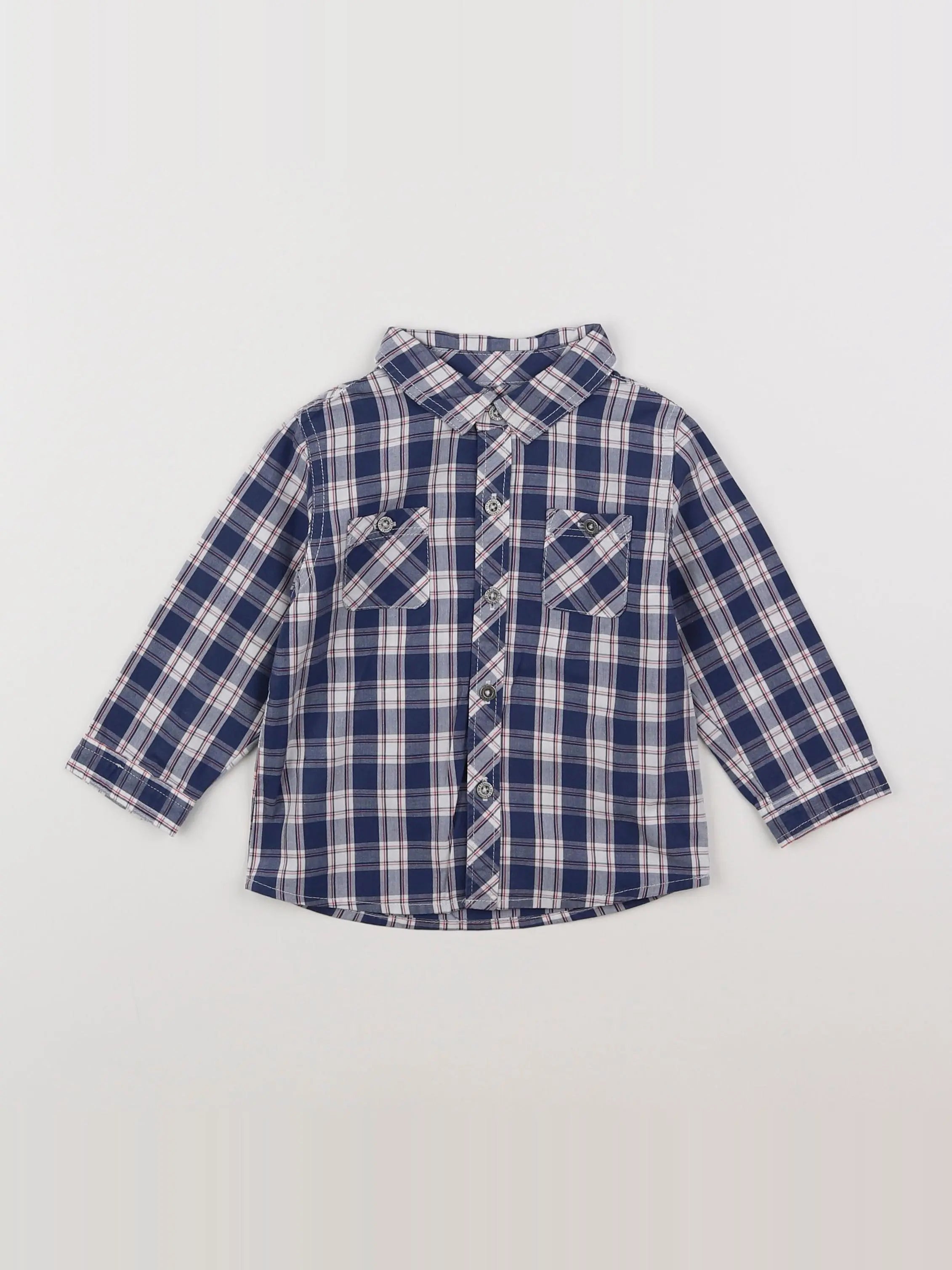 Vertbaudet - chemise bleu - 12 mois