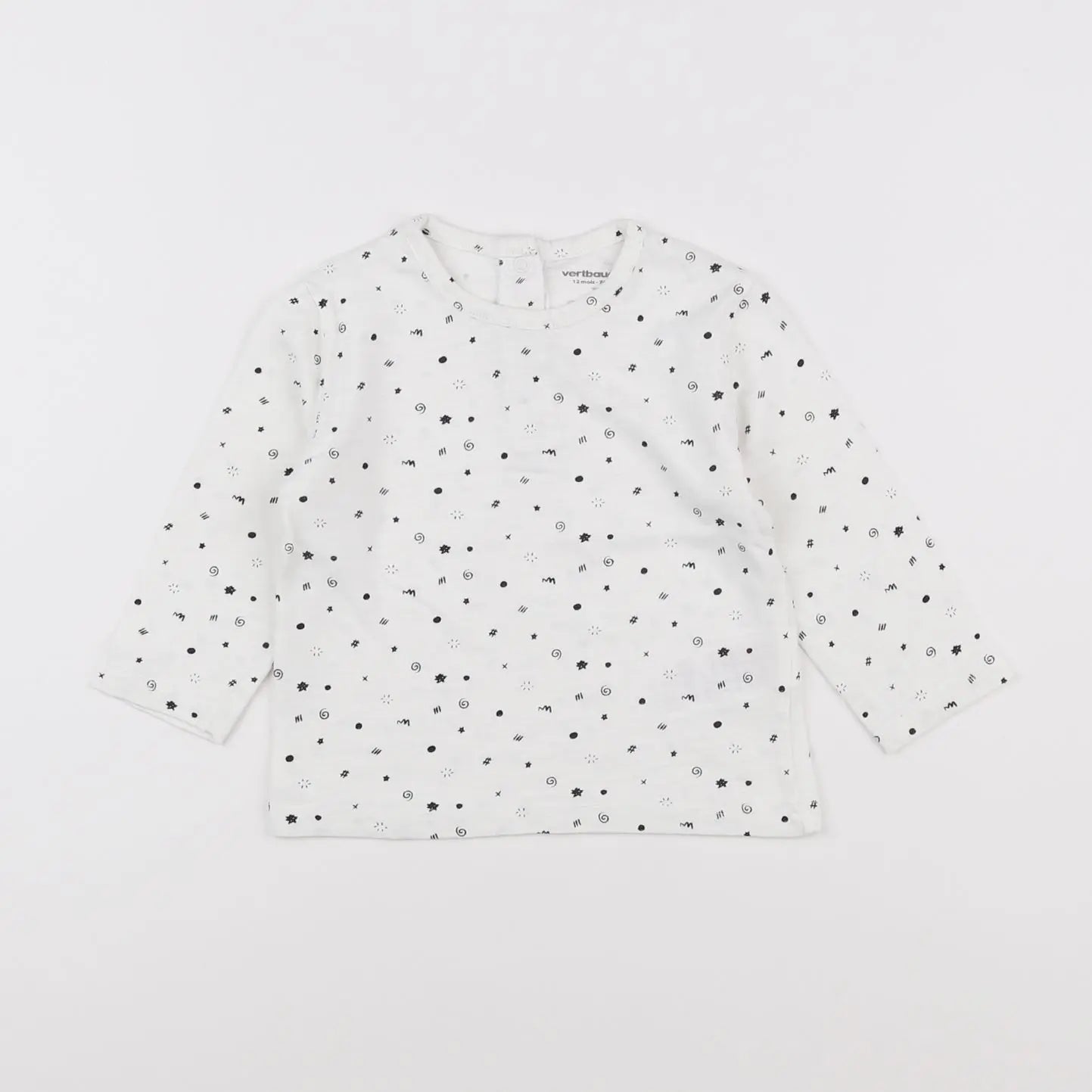 Vertbaudet - tee-shirt blanc, bleu - 12 mois