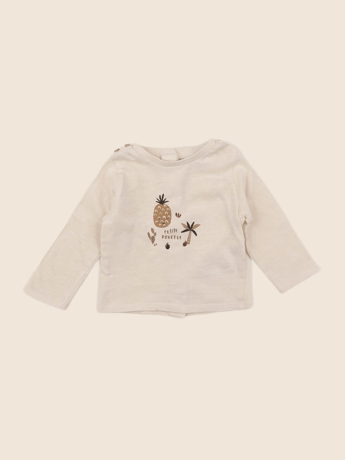 Vertbaudet - tee-shirt beige, marron - 3 mois