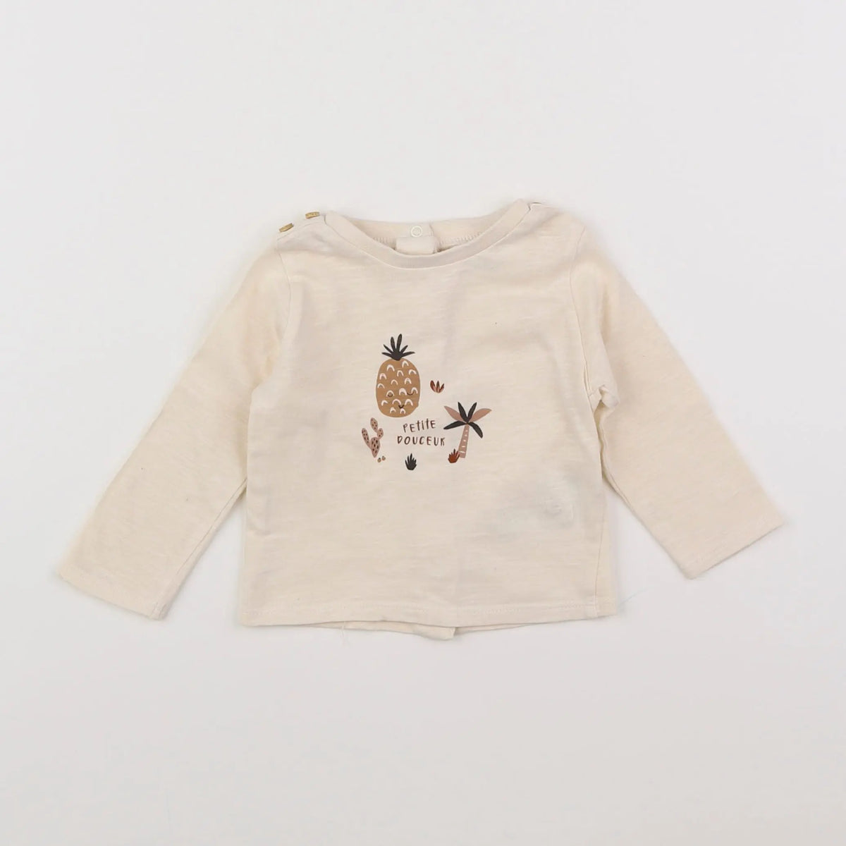 Vertbaudet - tee-shirt beige, marron - 3 mois