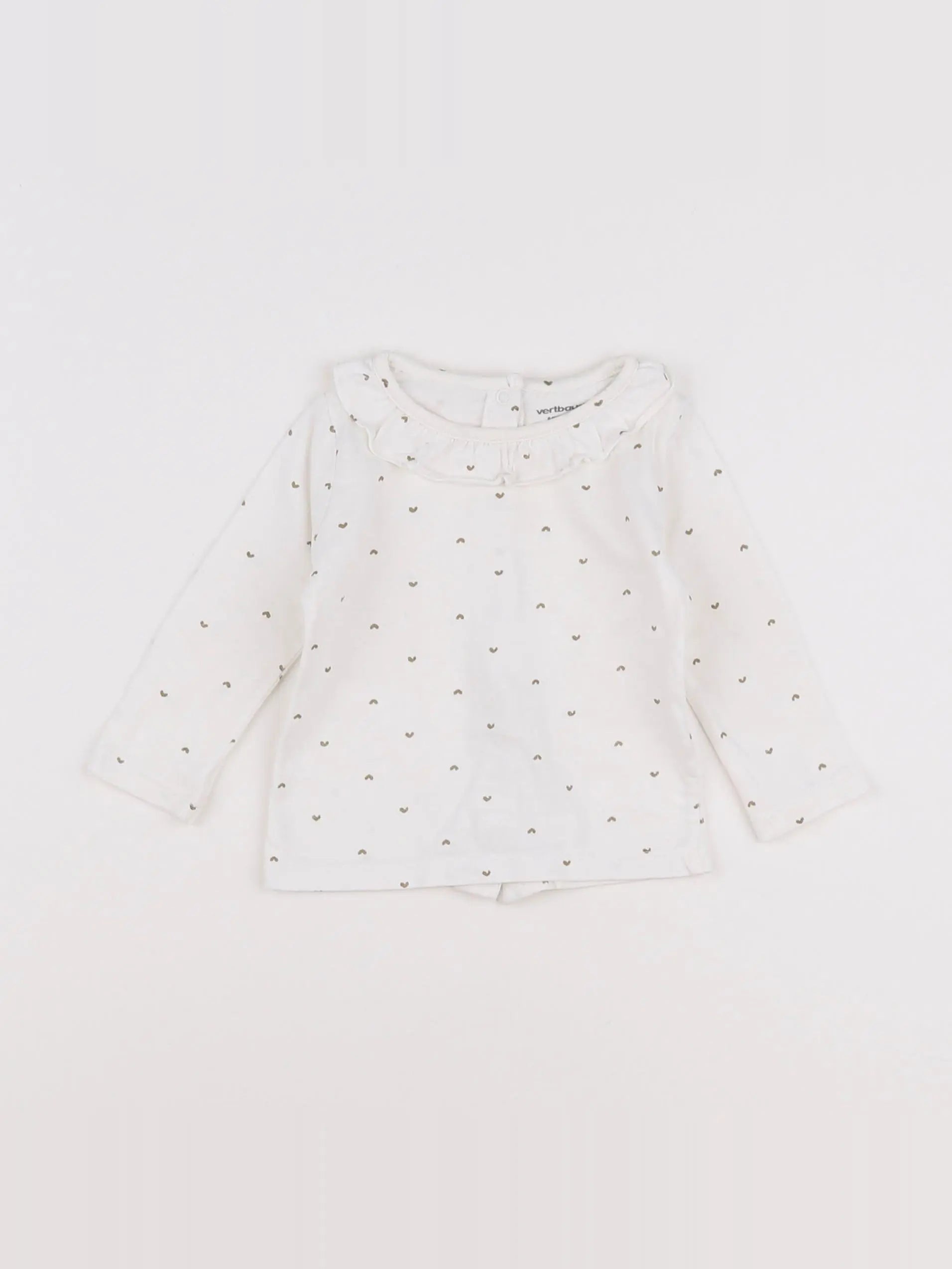 Vertbaudet - tee-shirt blanc, marron - 6 mois