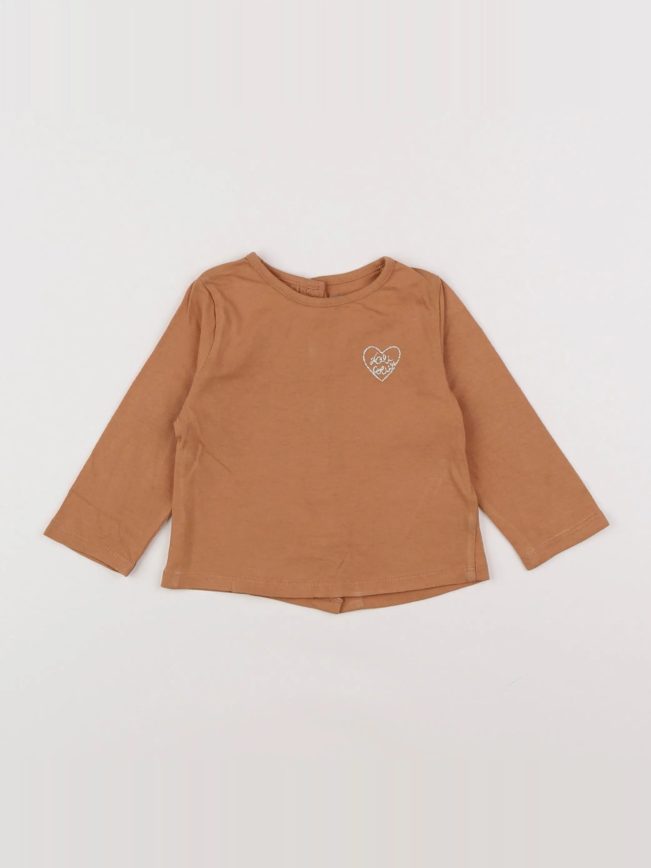 Vertbaudet - tee-shirt marron, or - 6 mois