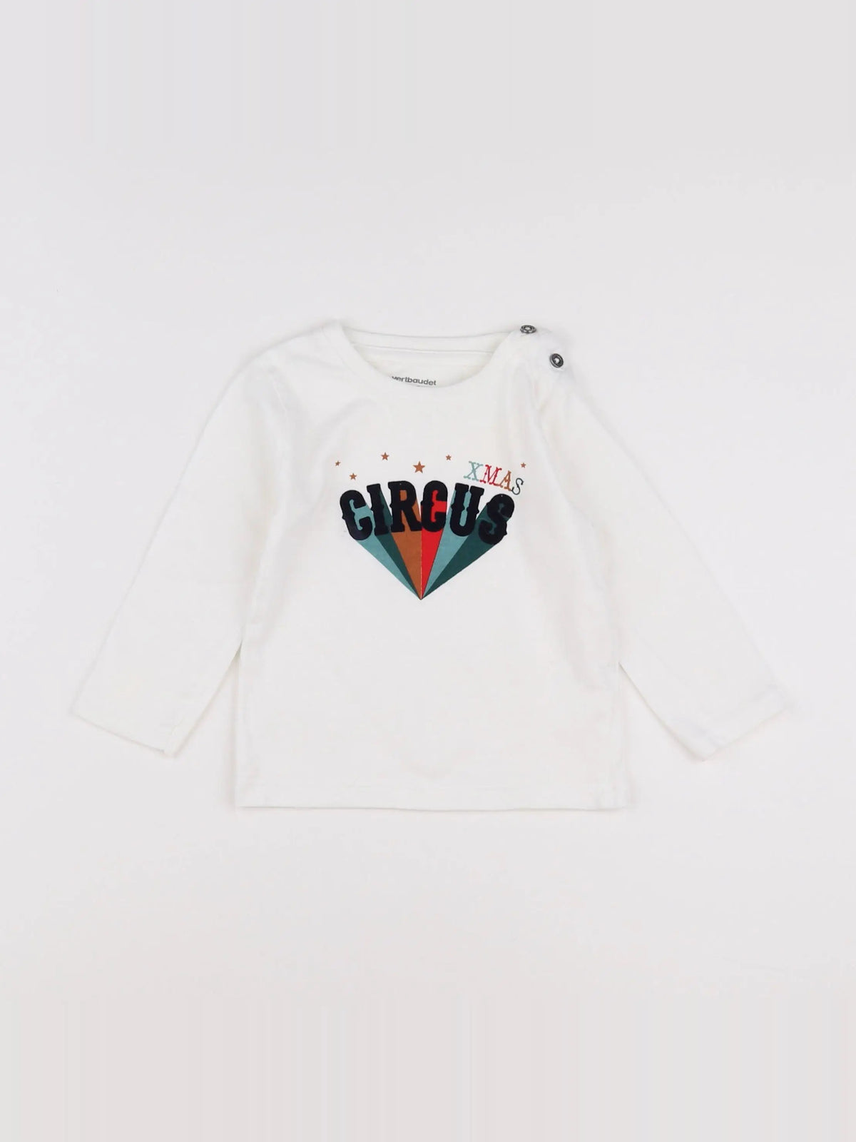 Vertbaudet - tee-shirt blanc, vert - 12 mois