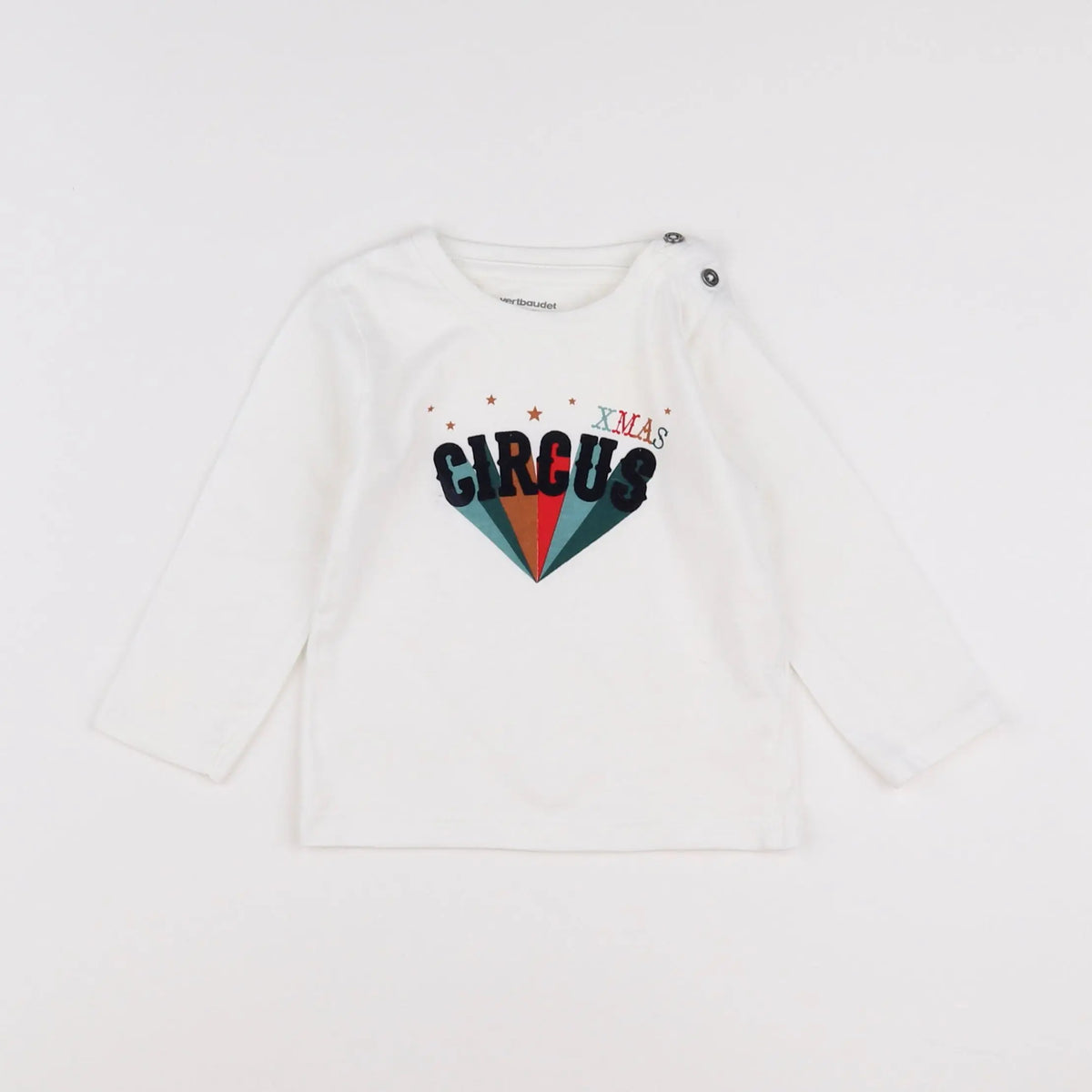 Vertbaudet - tee-shirt blanc, vert - 12 mois
