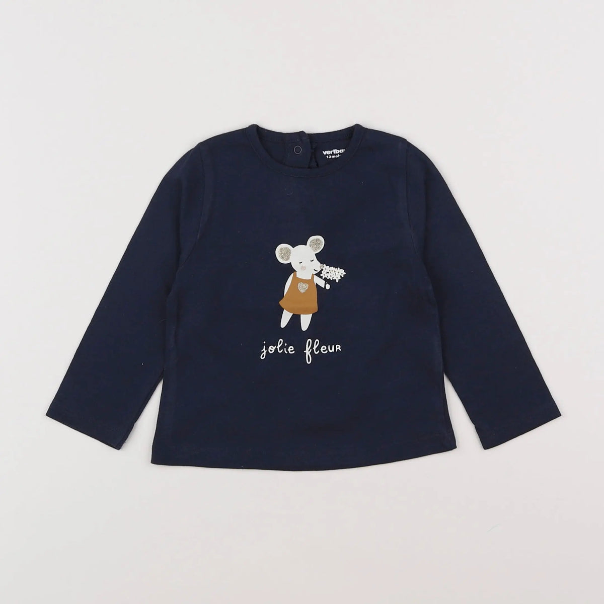 Vertbaudet - tee-shirt bleu - 12 mois