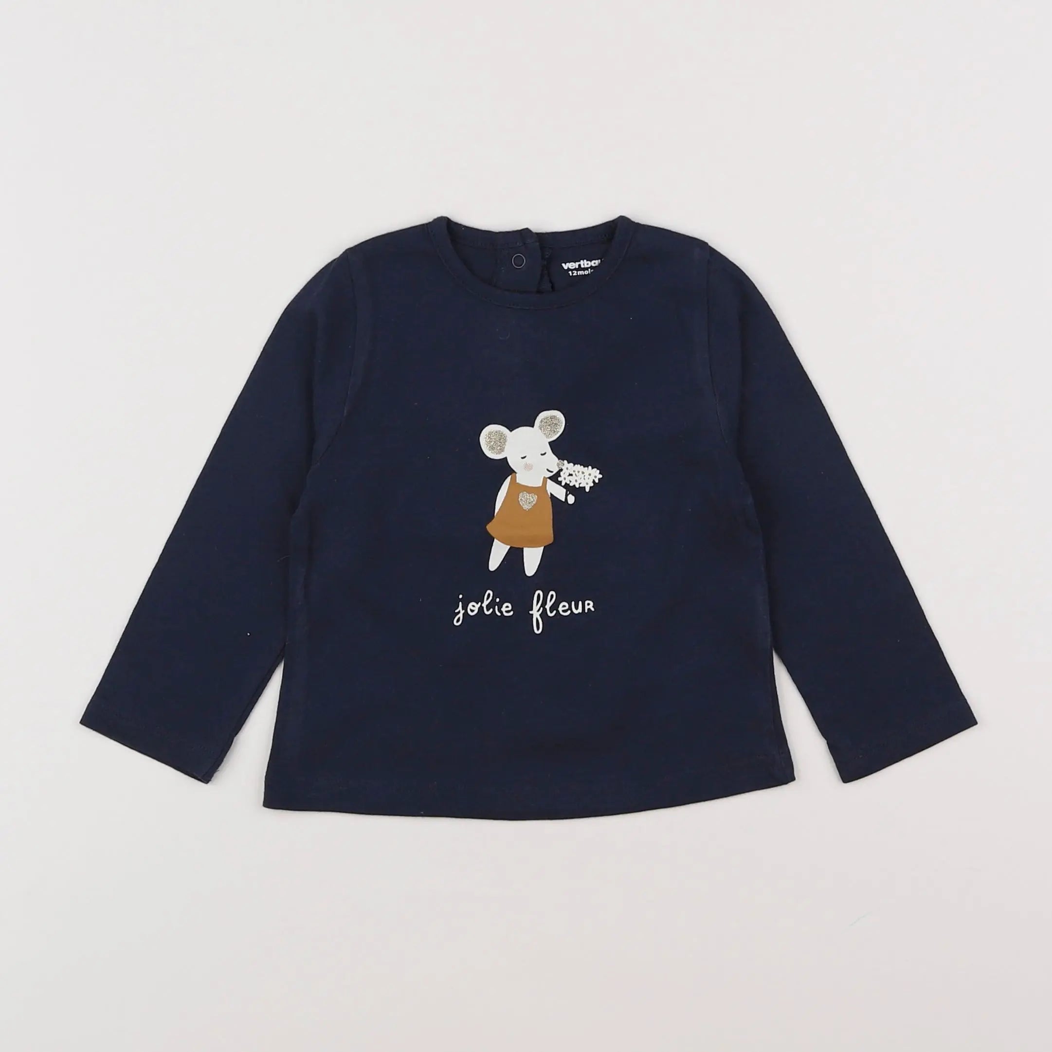 Vertbaudet - tee-shirt bleu - 12 mois