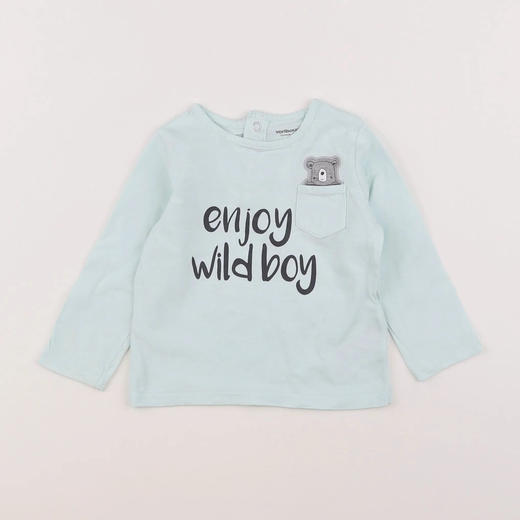 Vertbaudet - tee-shirt bleu - 12 mois