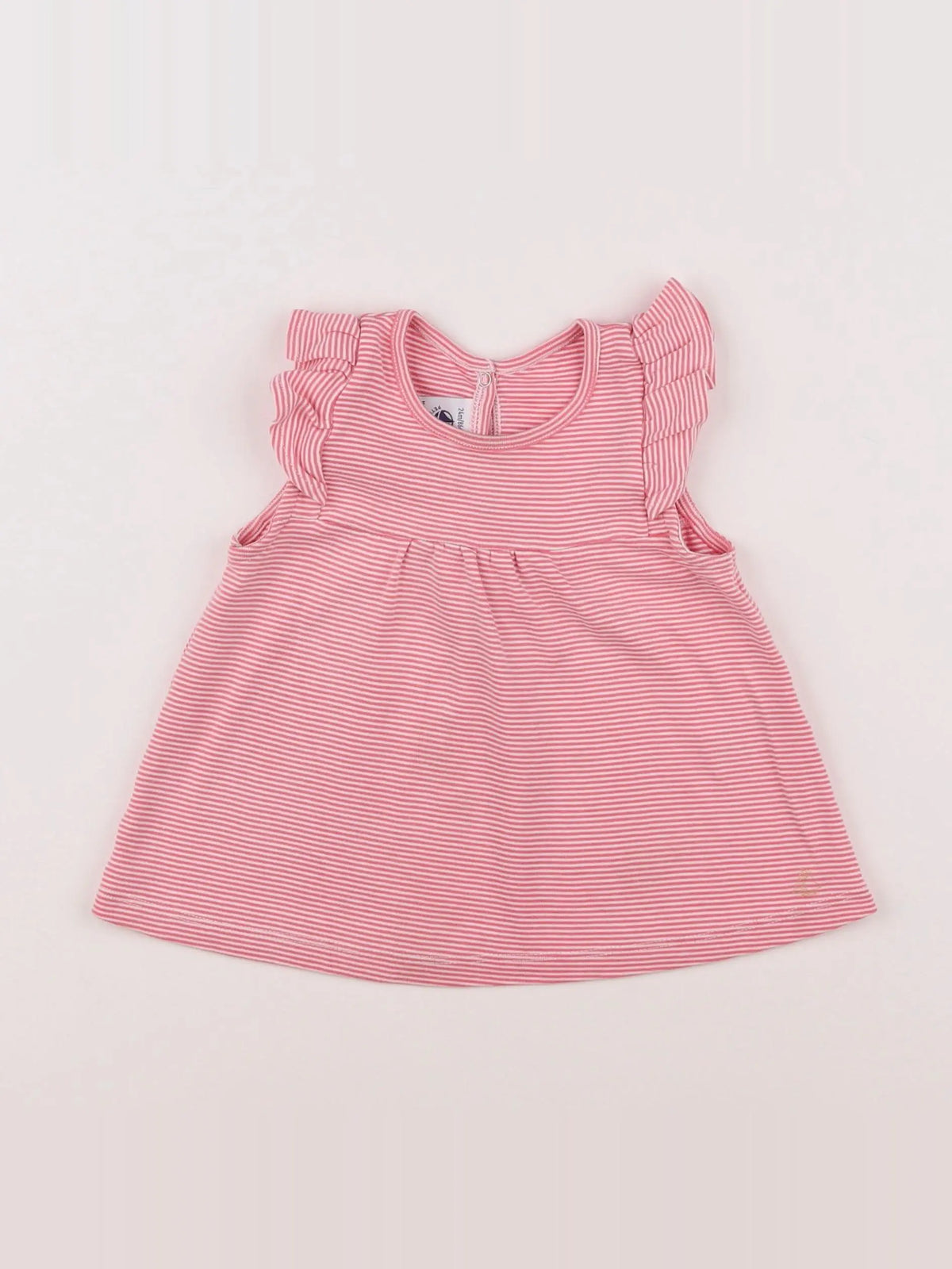 Petit Bateau - tee-shirt blanc, rose - 6 mois