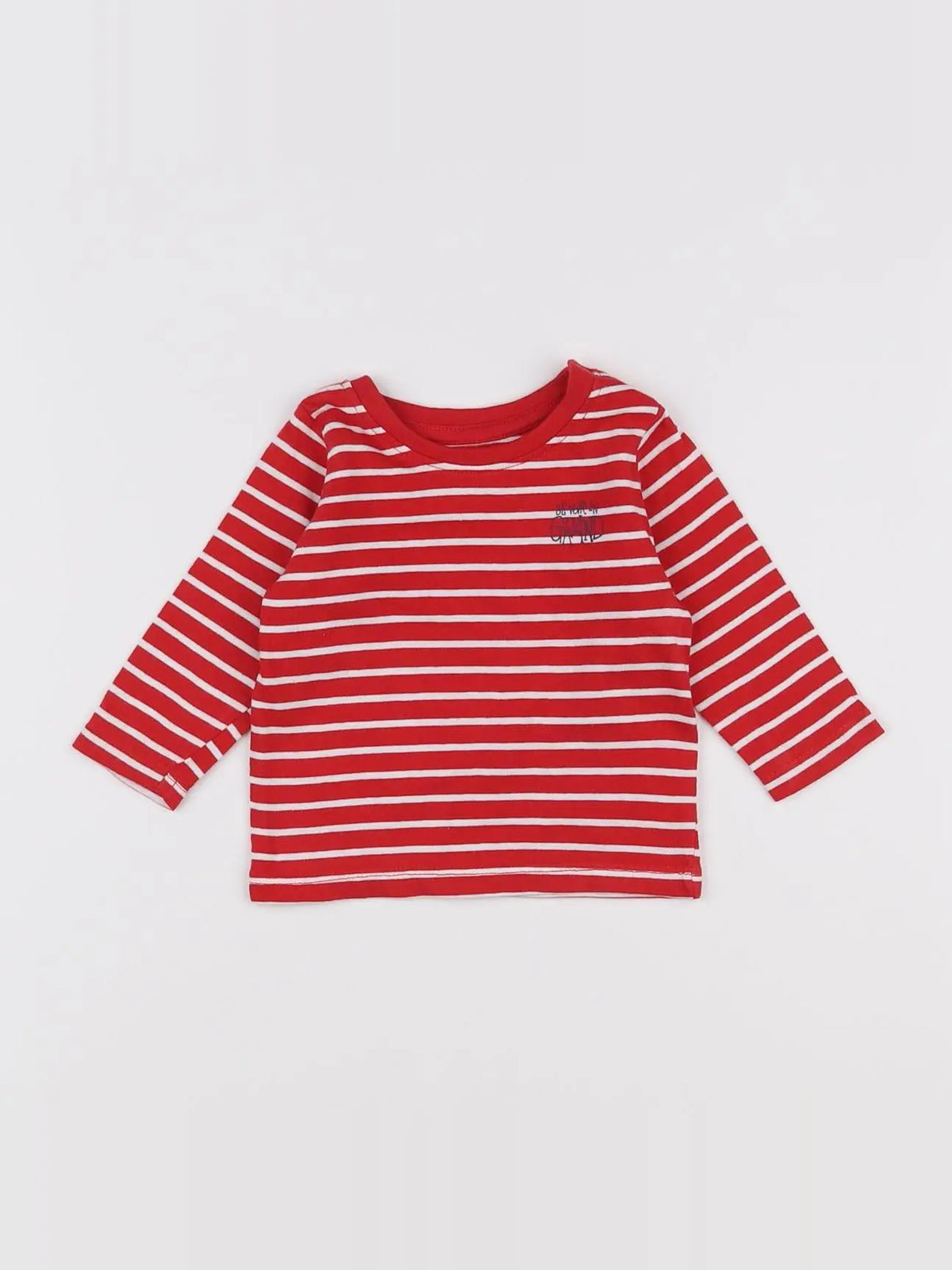 Vertbaudet - tee-shirt blanc, rouge - 3 mois
