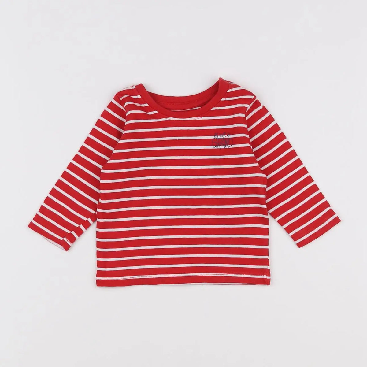 Vertbaudet - tee-shirt blanc, rouge - 3 mois