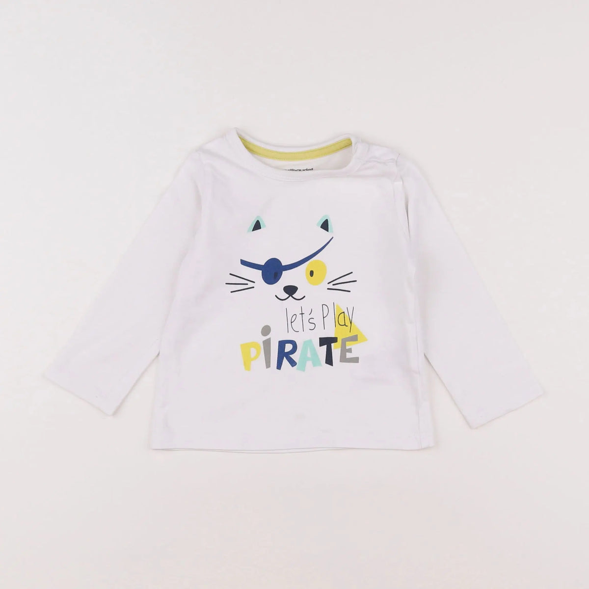 Vertbaudet - tee-shirt blanc, bleu - 12 mois