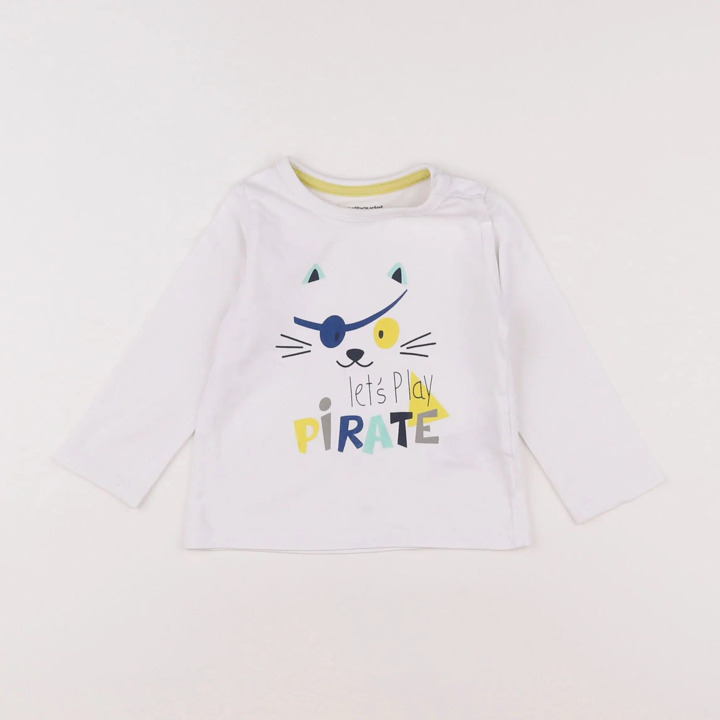 Vertbaudet - tee-shirt blanc, bleu - 12 mois