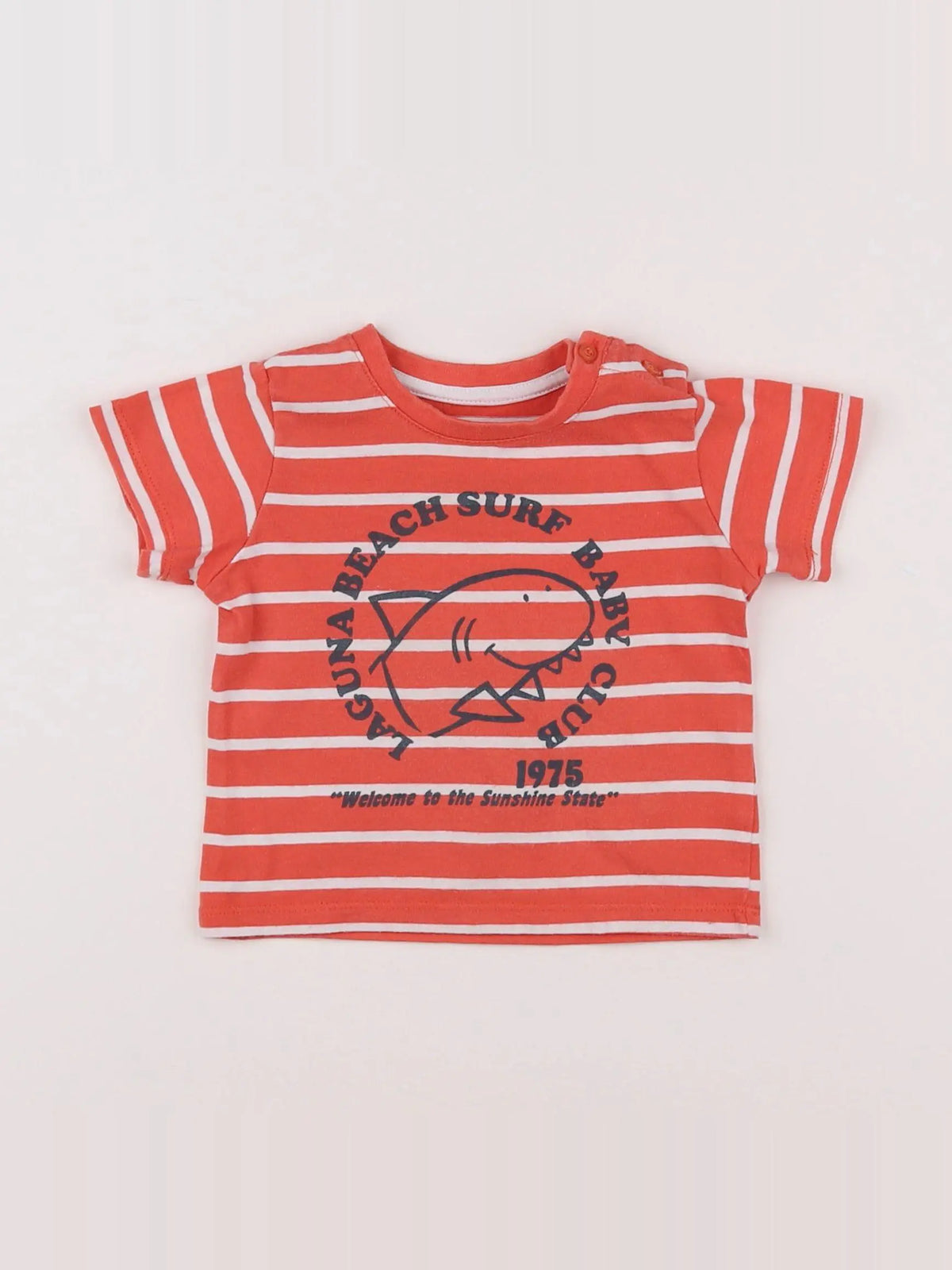 Vertbaudet - tee-shirt blanc, rouge - 9 mois