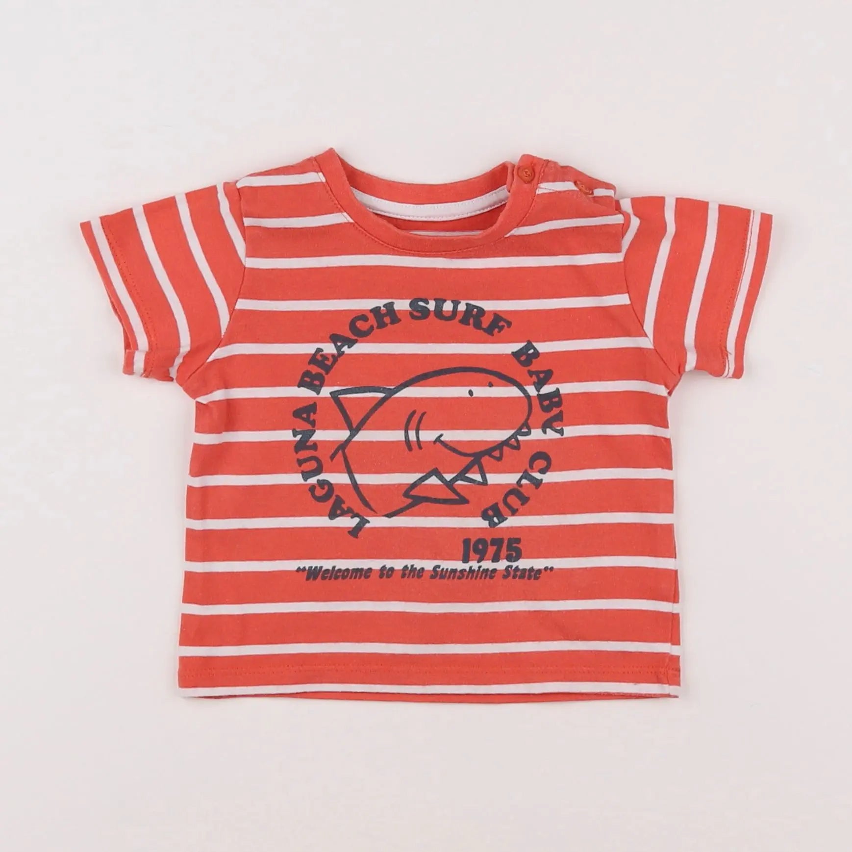 Vertbaudet - tee-shirt blanc, rouge - 9 mois