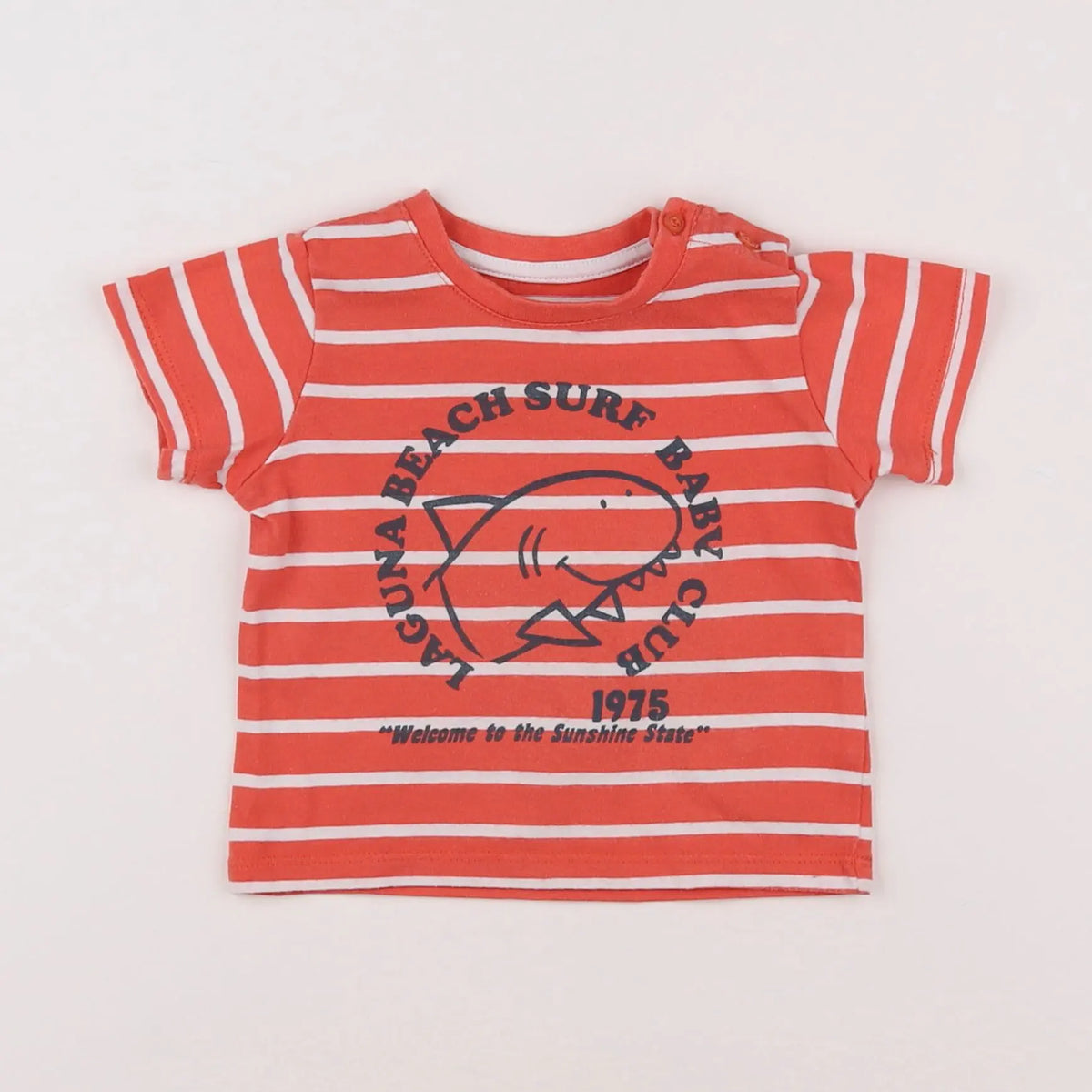 Vertbaudet - tee-shirt blanc, rouge - 9 mois