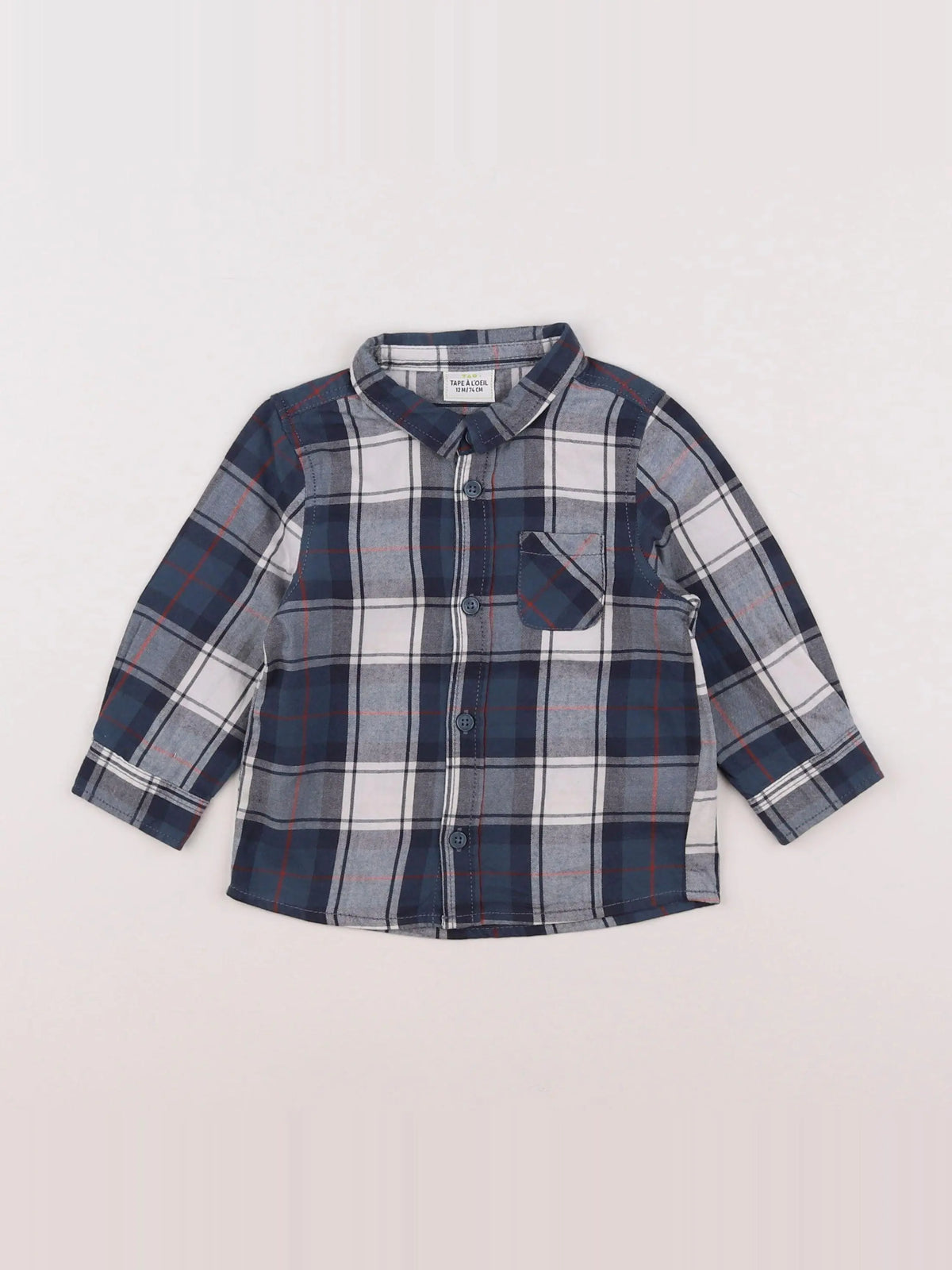 Tape à l'oeil - chemise bleu, blanc - 12 mois