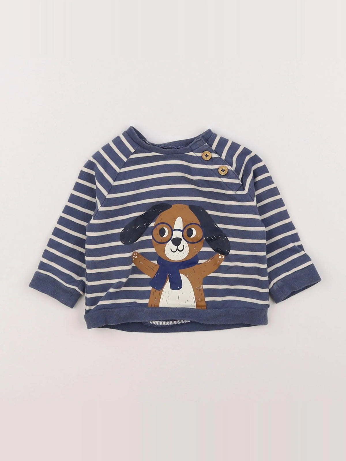 Vertbaudet - sweat blanc, bleu - 6 mois