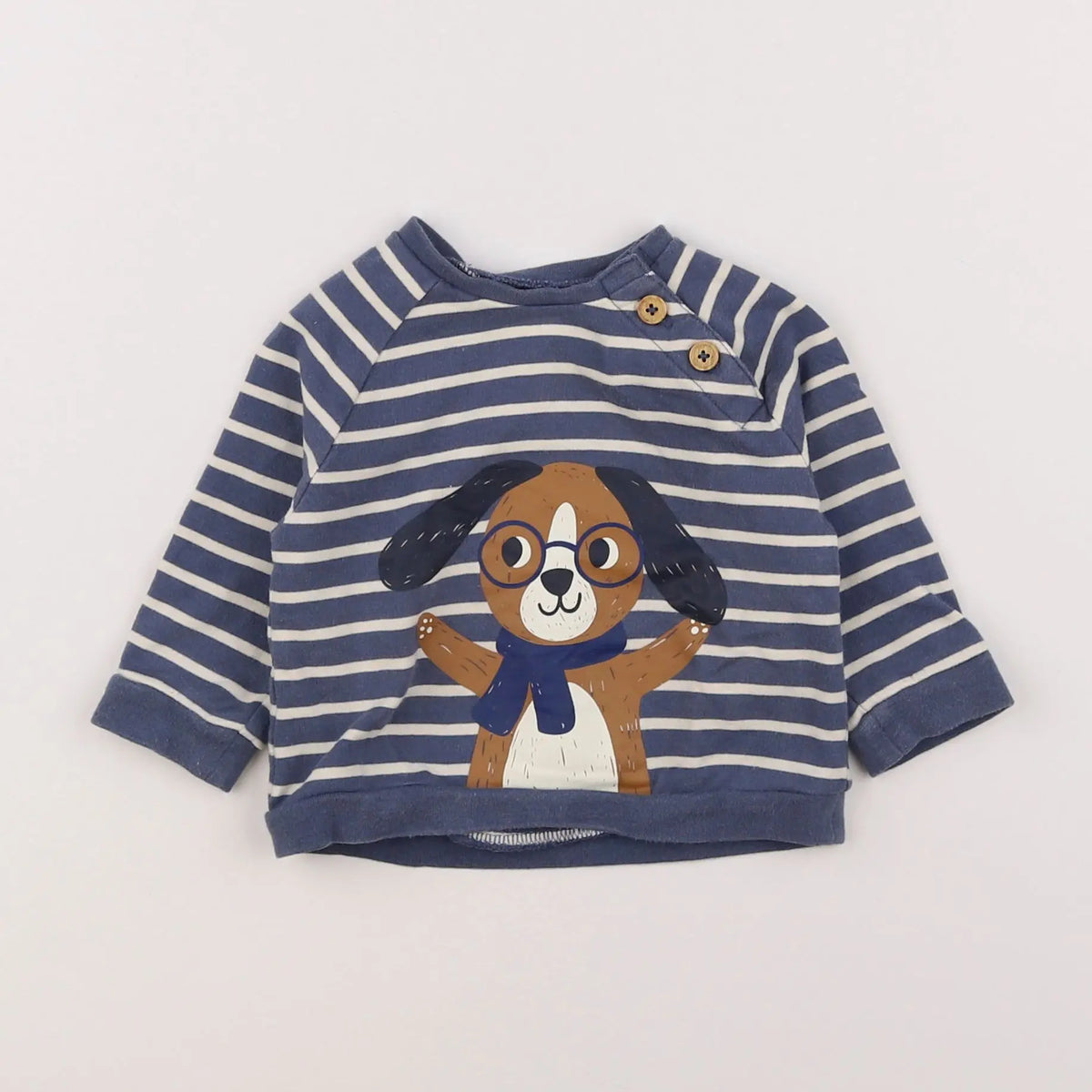 Vertbaudet - sweat blanc, bleu - 6 mois