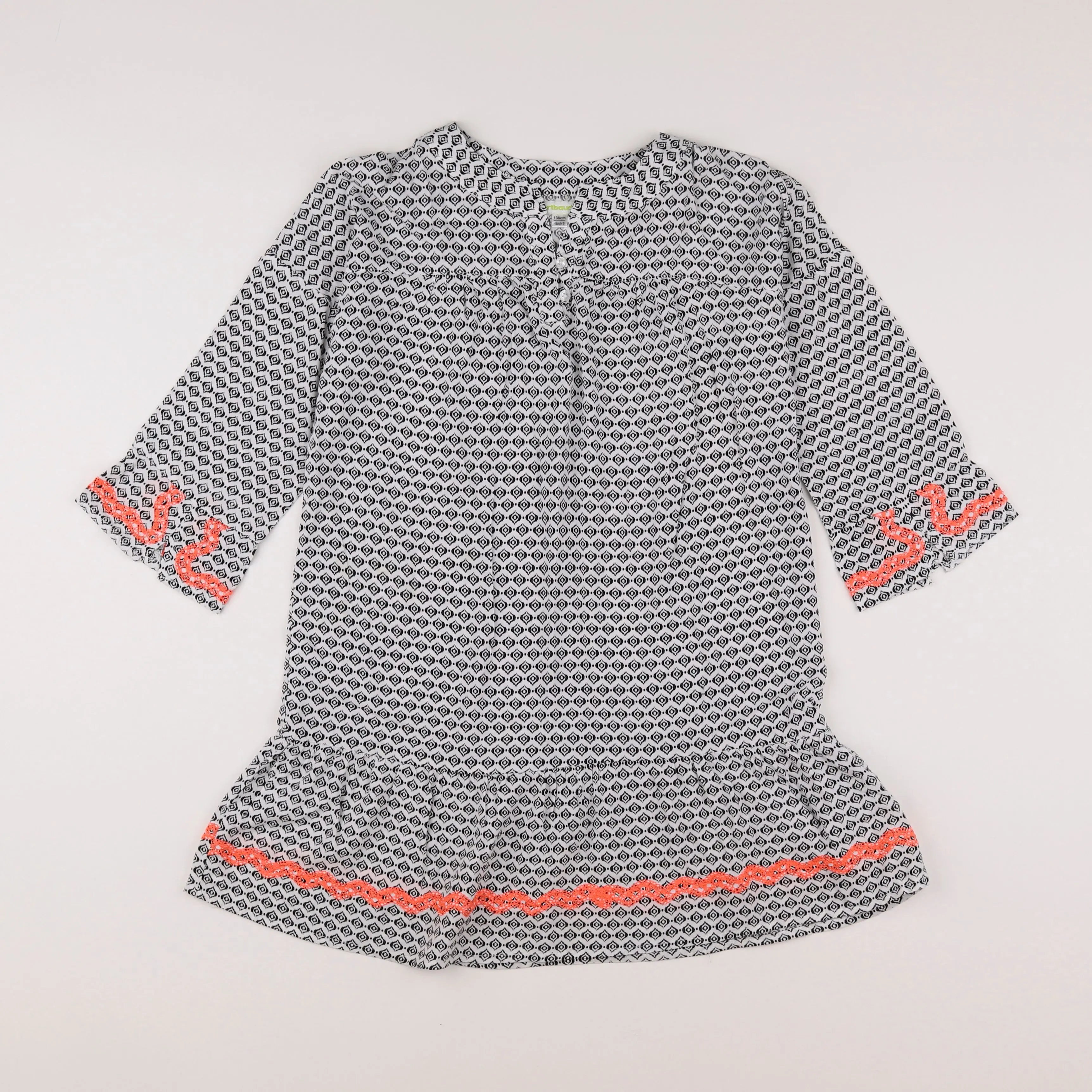 Vertbaudet - robe blanc, noir - 10 ans