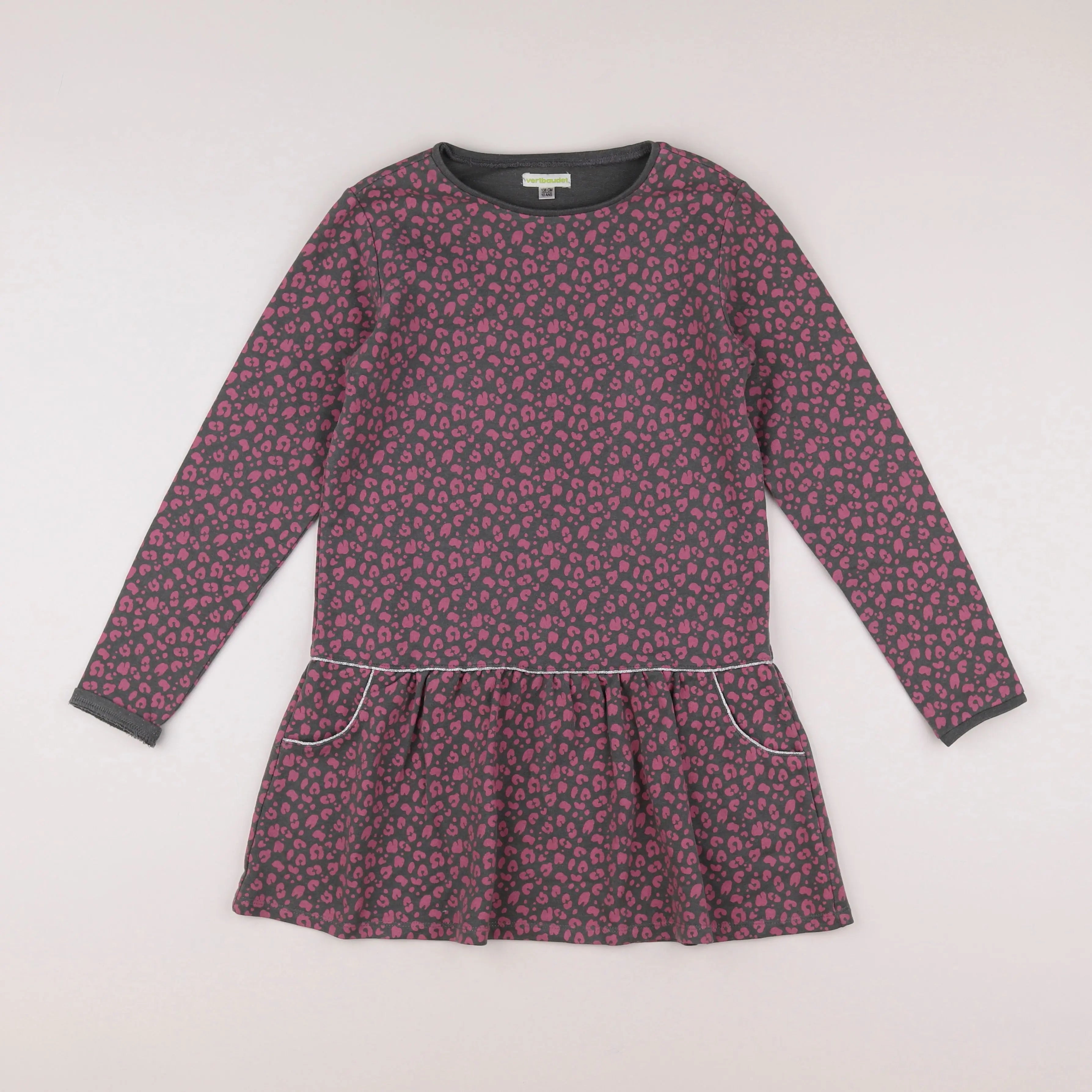 Vertbaudet - robe gris, violet - 10 ans