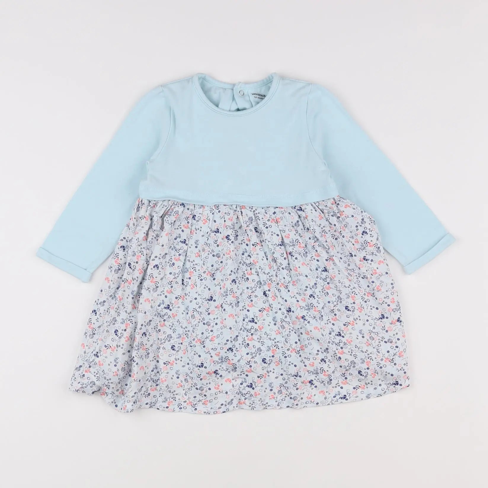 Vertbaudet - robe bleu, rose - 18 mois