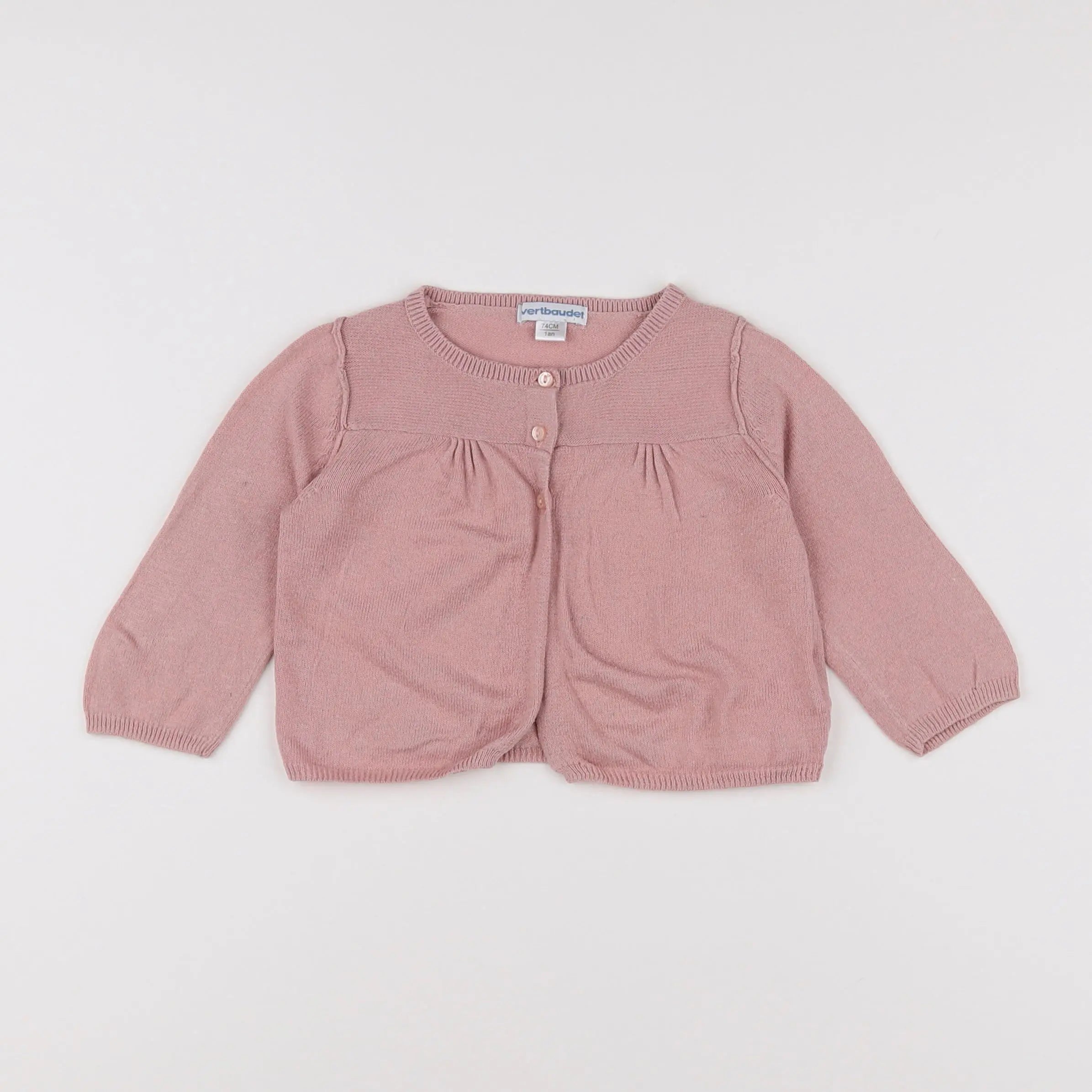 Vertbaudet - gilet rose - 12 mois