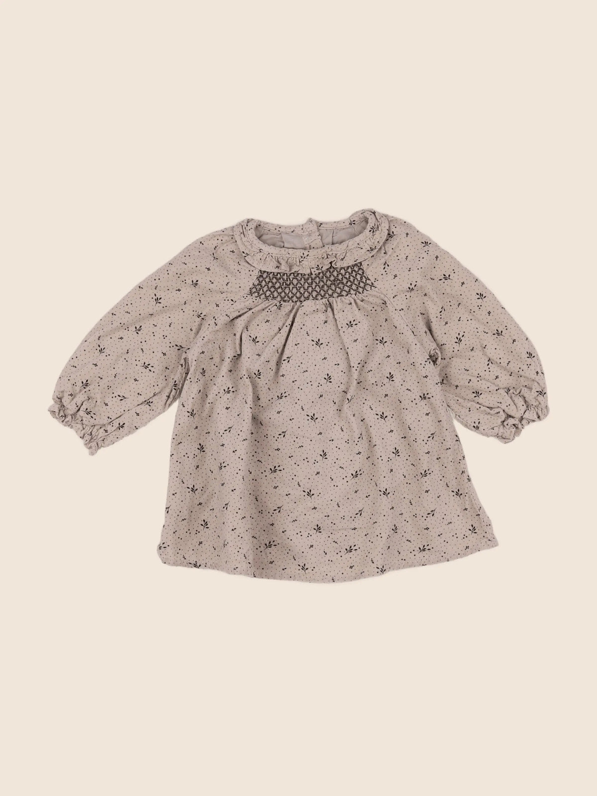 Vertbaudet - robe beige, gris - 6 mois