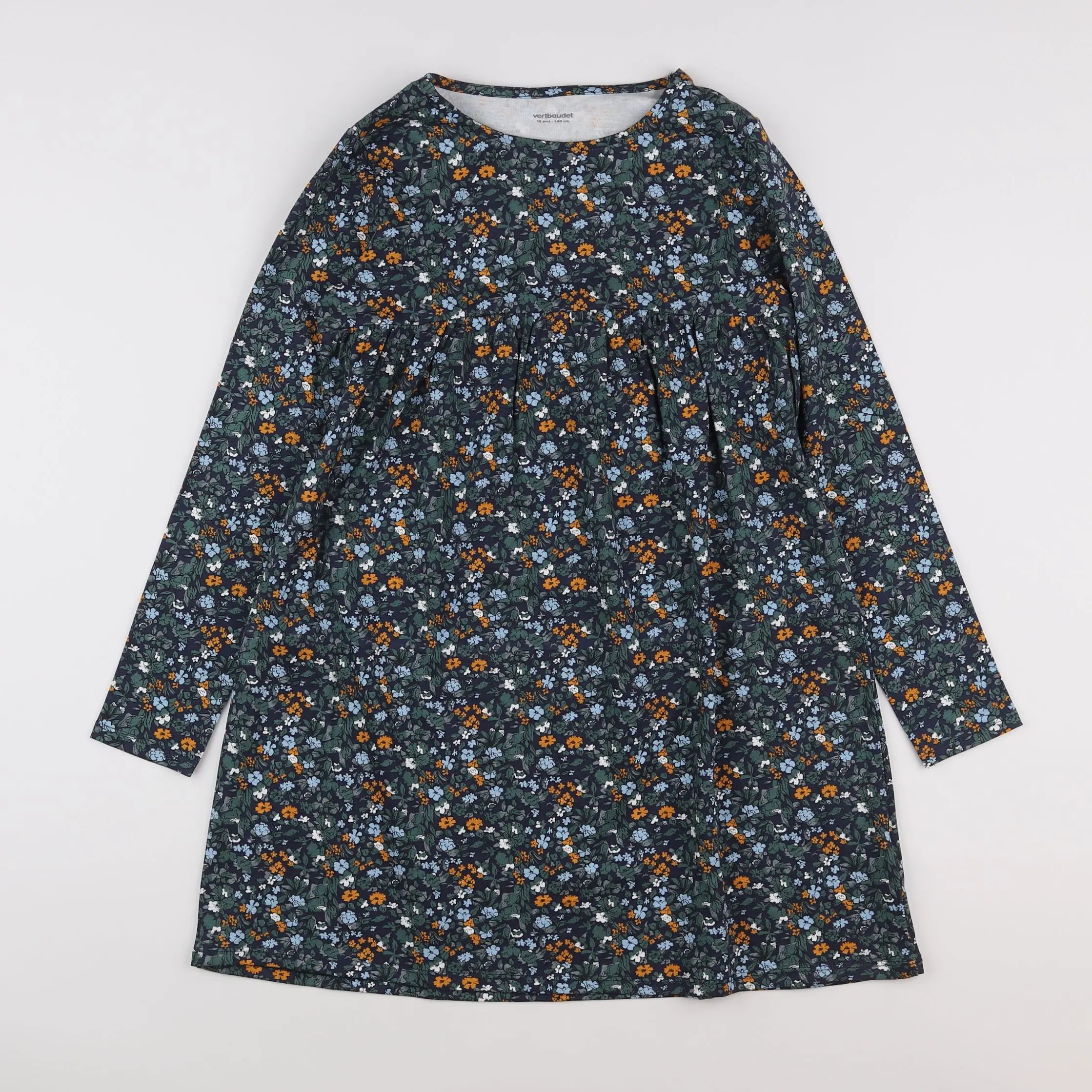 Vertbaudet - robe vert, orange - 10 ans