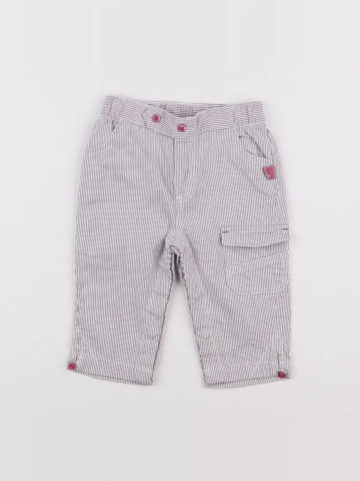 Vertbaudet - pantalon blanc, rose - 9 mois