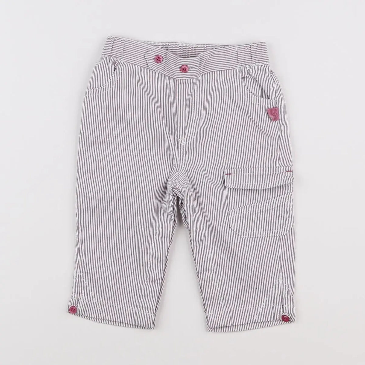 Vertbaudet - pantalon blanc, rose - 9 mois