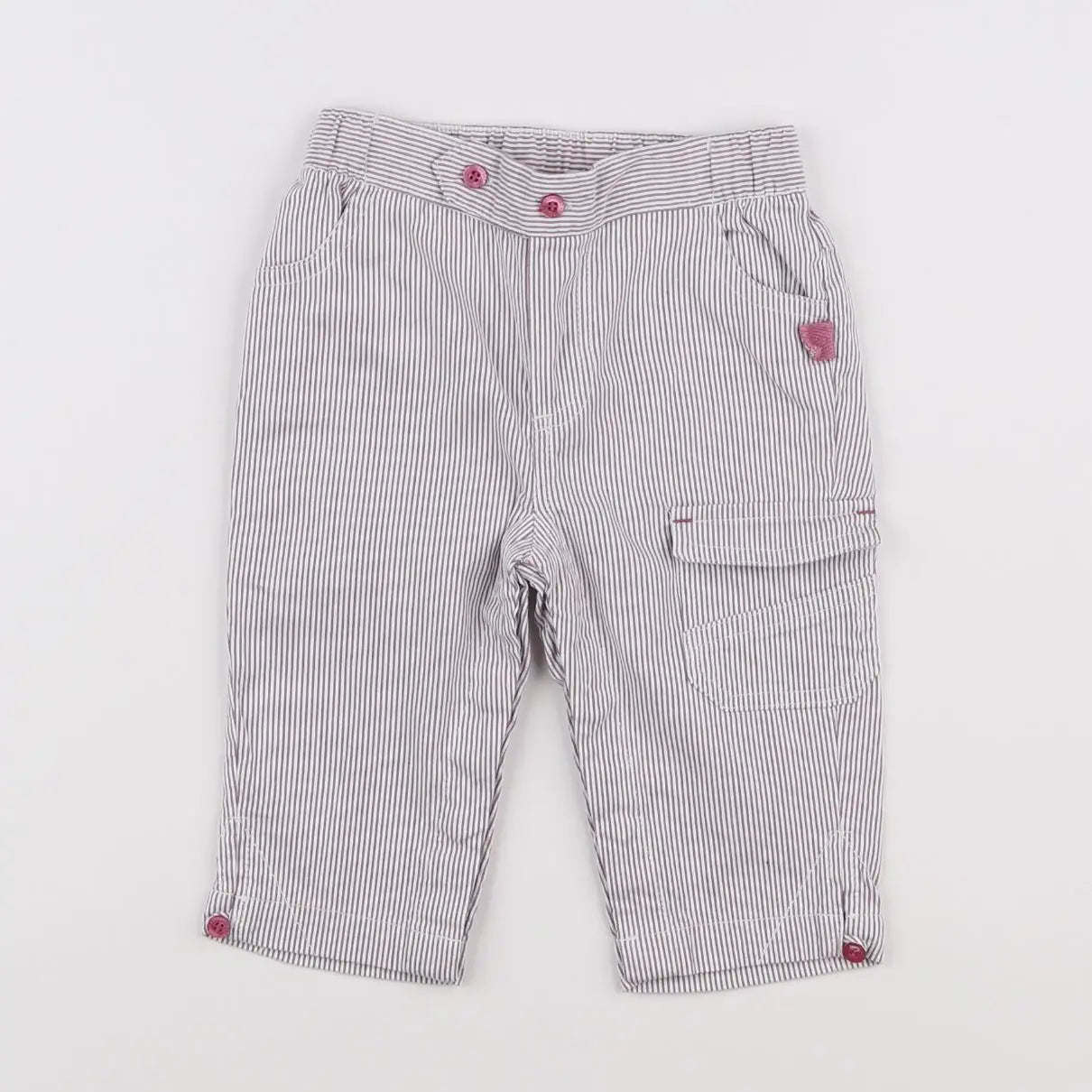 Vertbaudet - pantalon blanc, rose - 9 mois