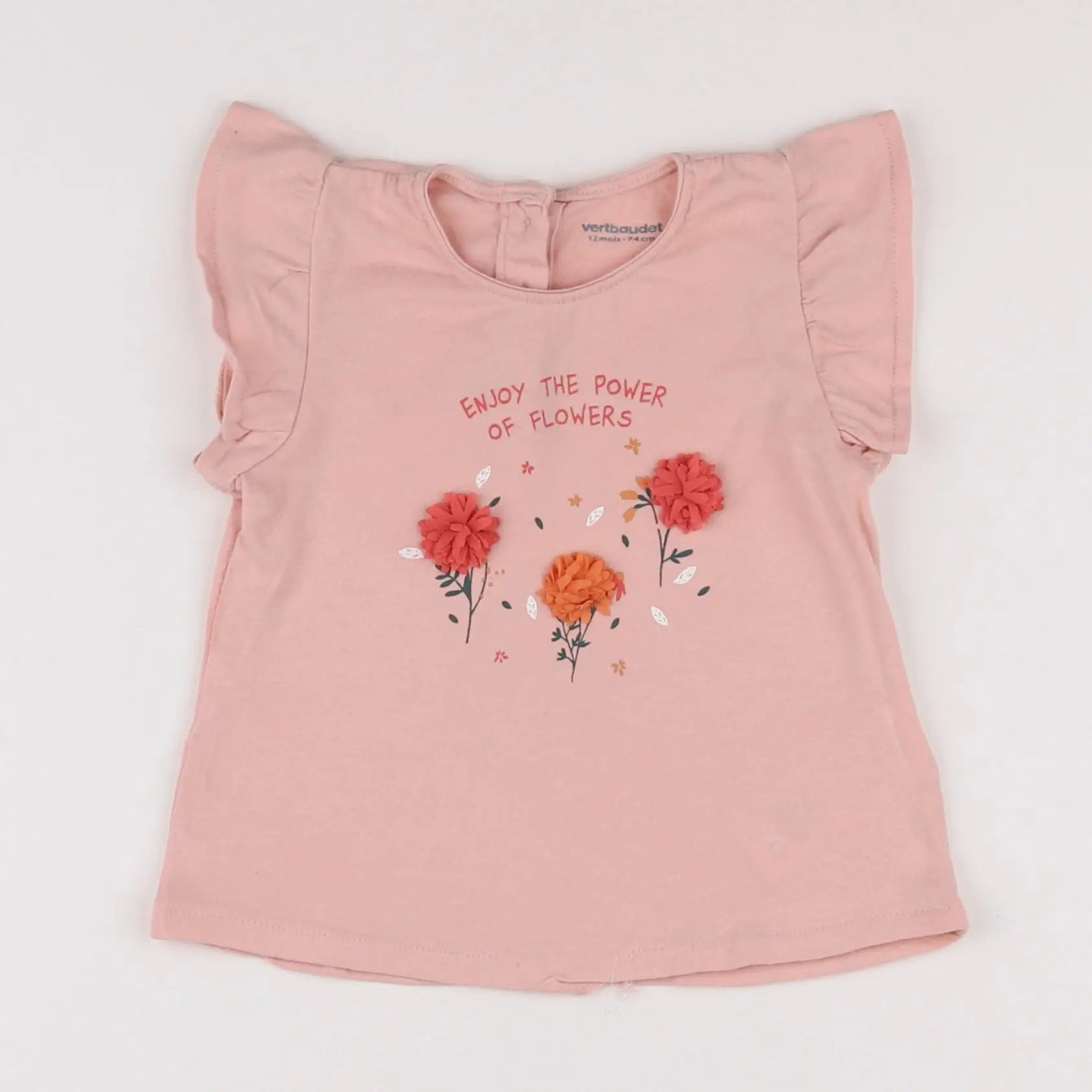 Vertbaudet - tee-shirt rose - 12 mois