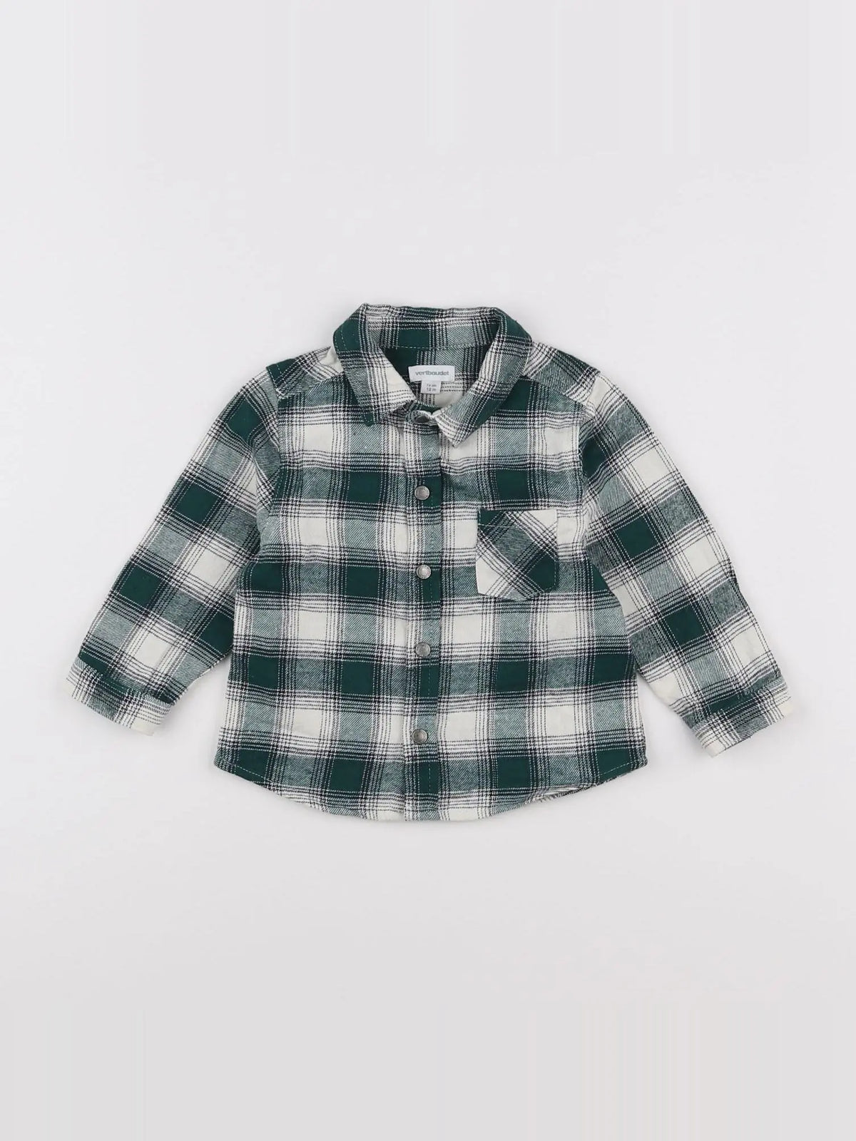 Vertbaudet - chemise blanc, vert - 12 mois
