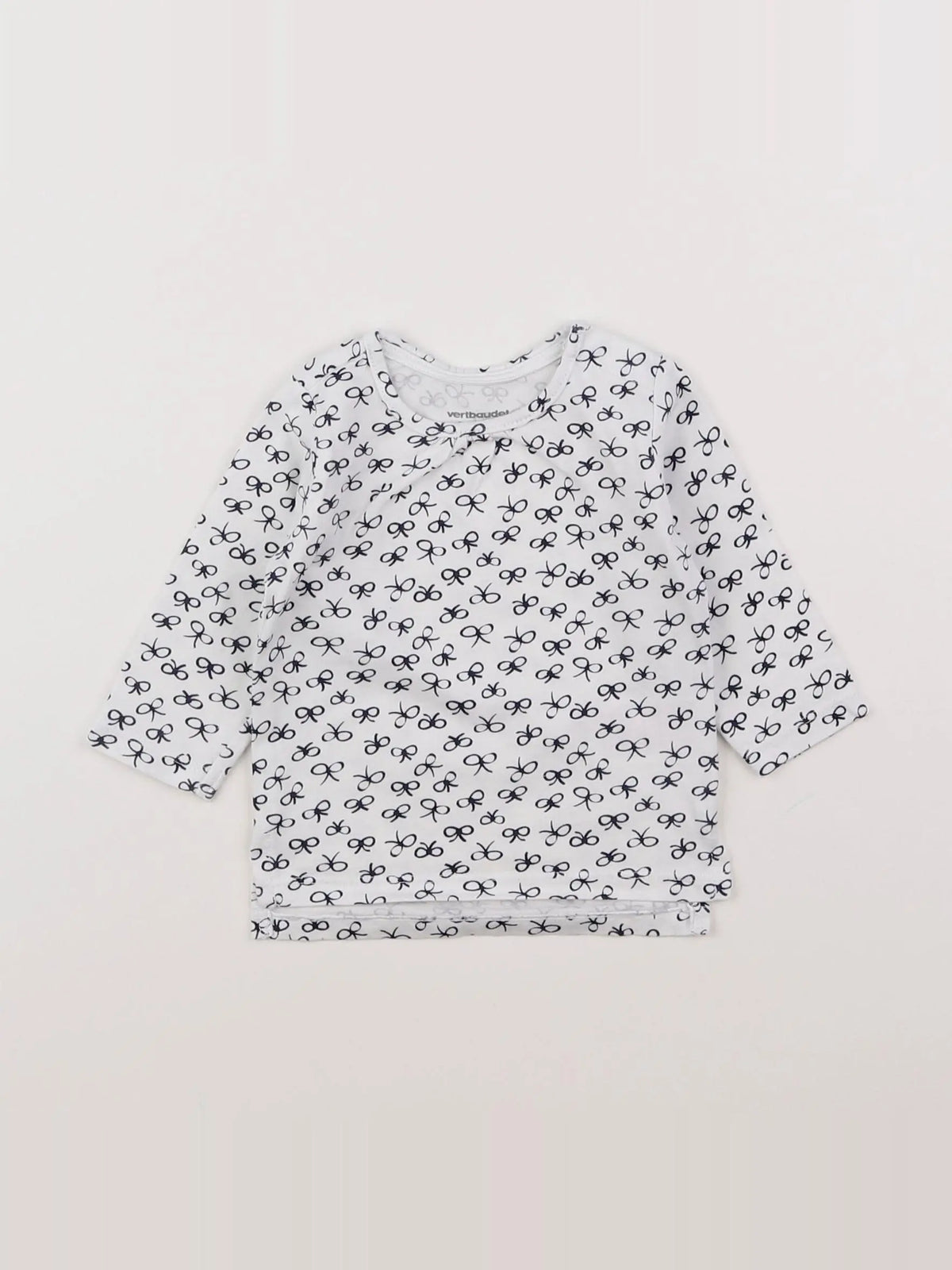 Vertbaudet - tee-shirt blanc, bleu - 3 mois