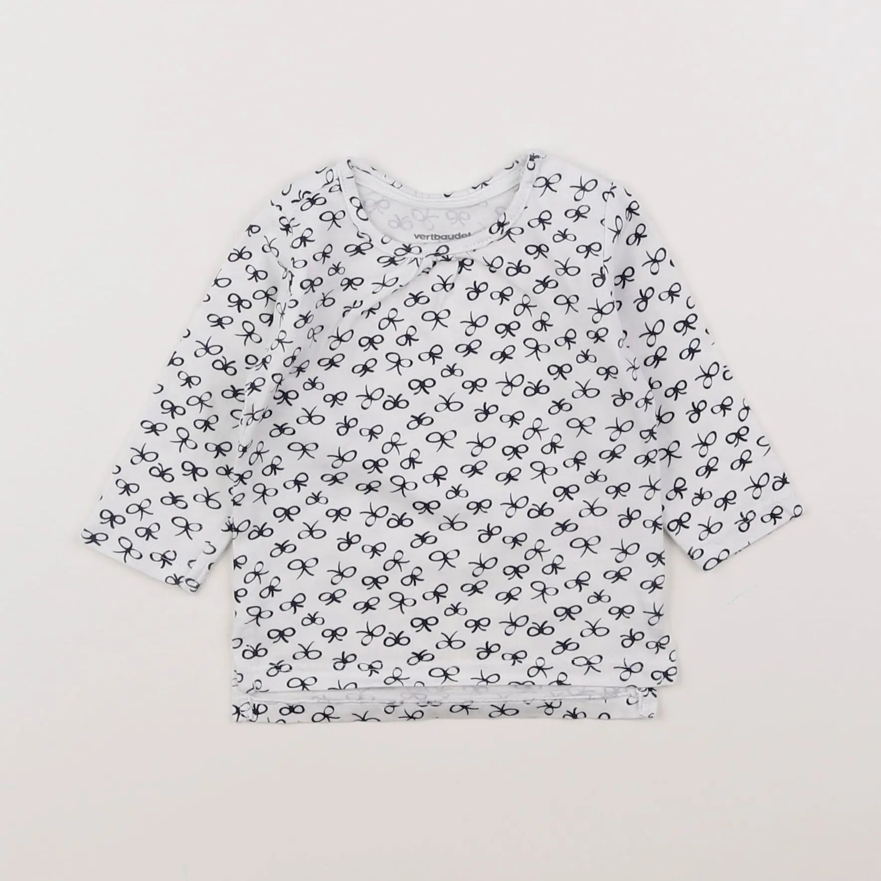 Vertbaudet - tee-shirt blanc, bleu - 3 mois
