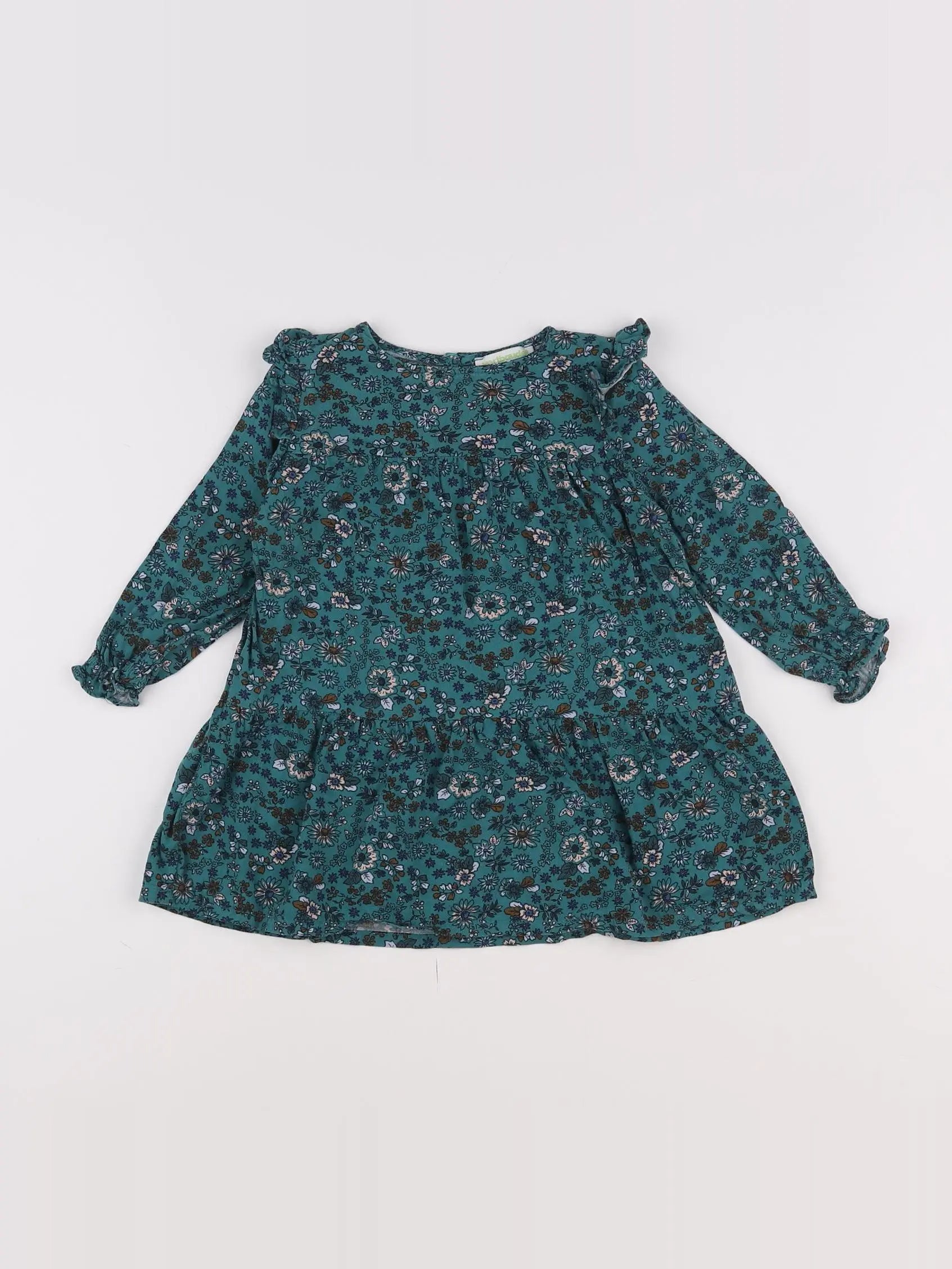 Vertbaudet - robe bleu, vert - 2 ans
