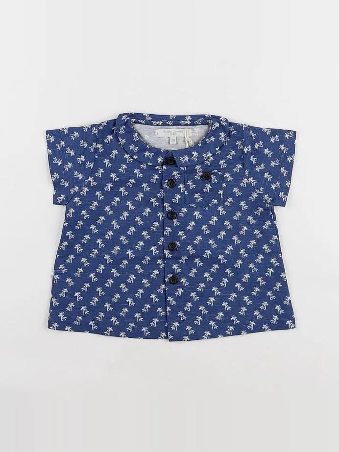 Chemise bleu col rond